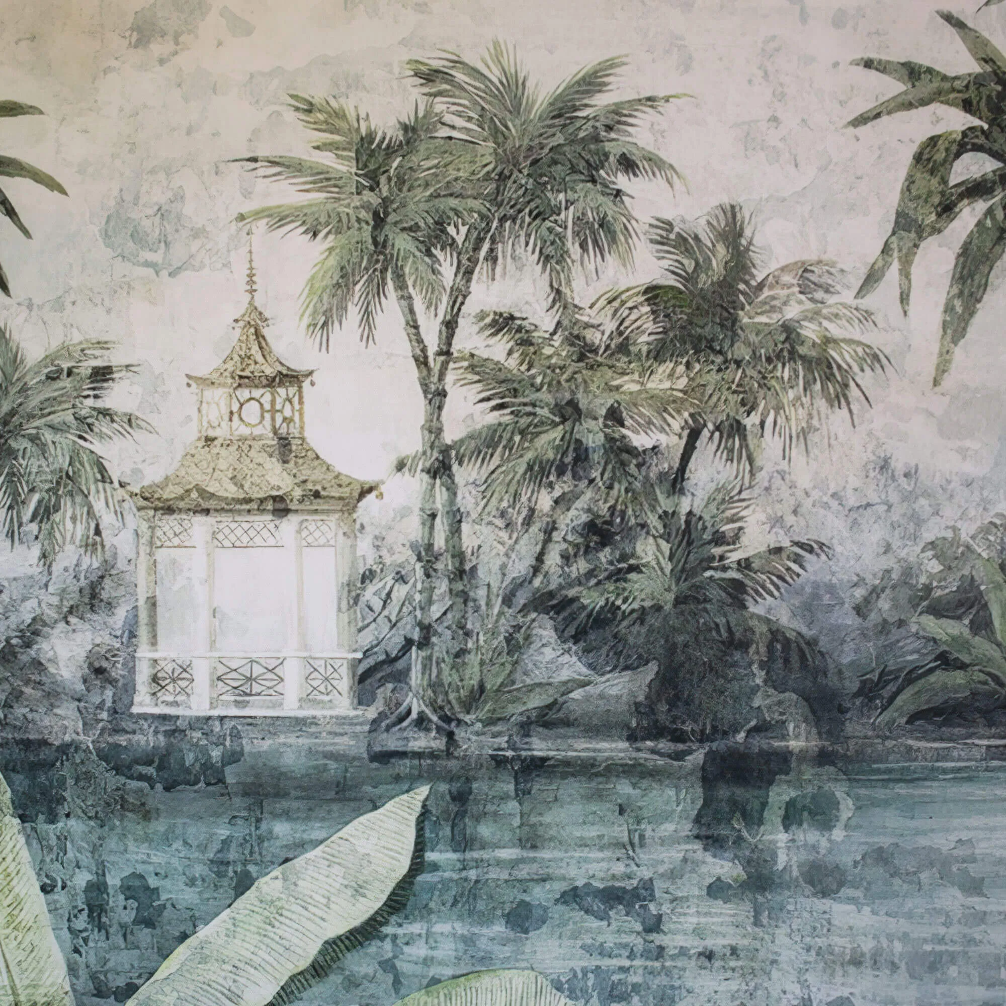 Large Framed Jungle Village Print