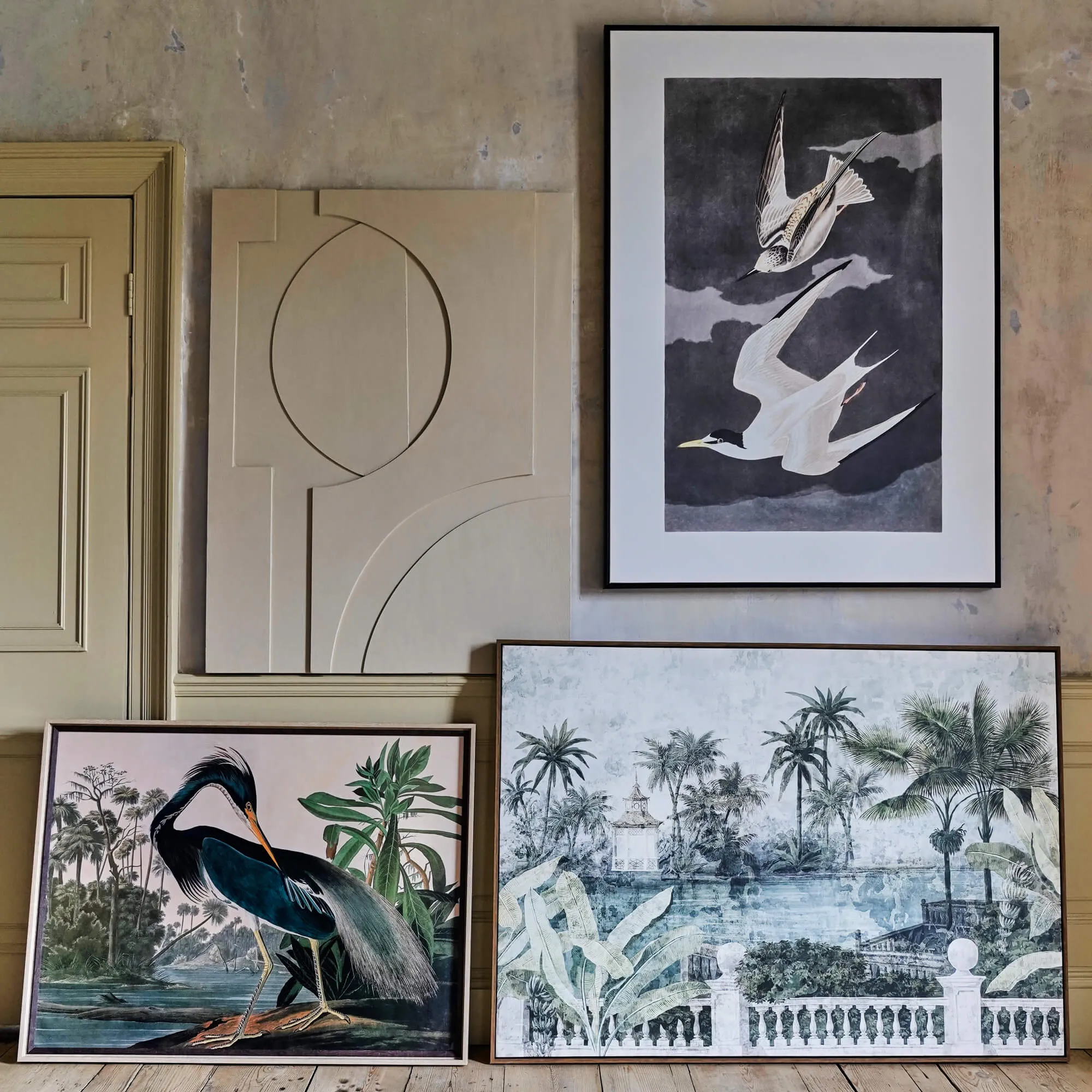 Large Framed Jungle Village Print