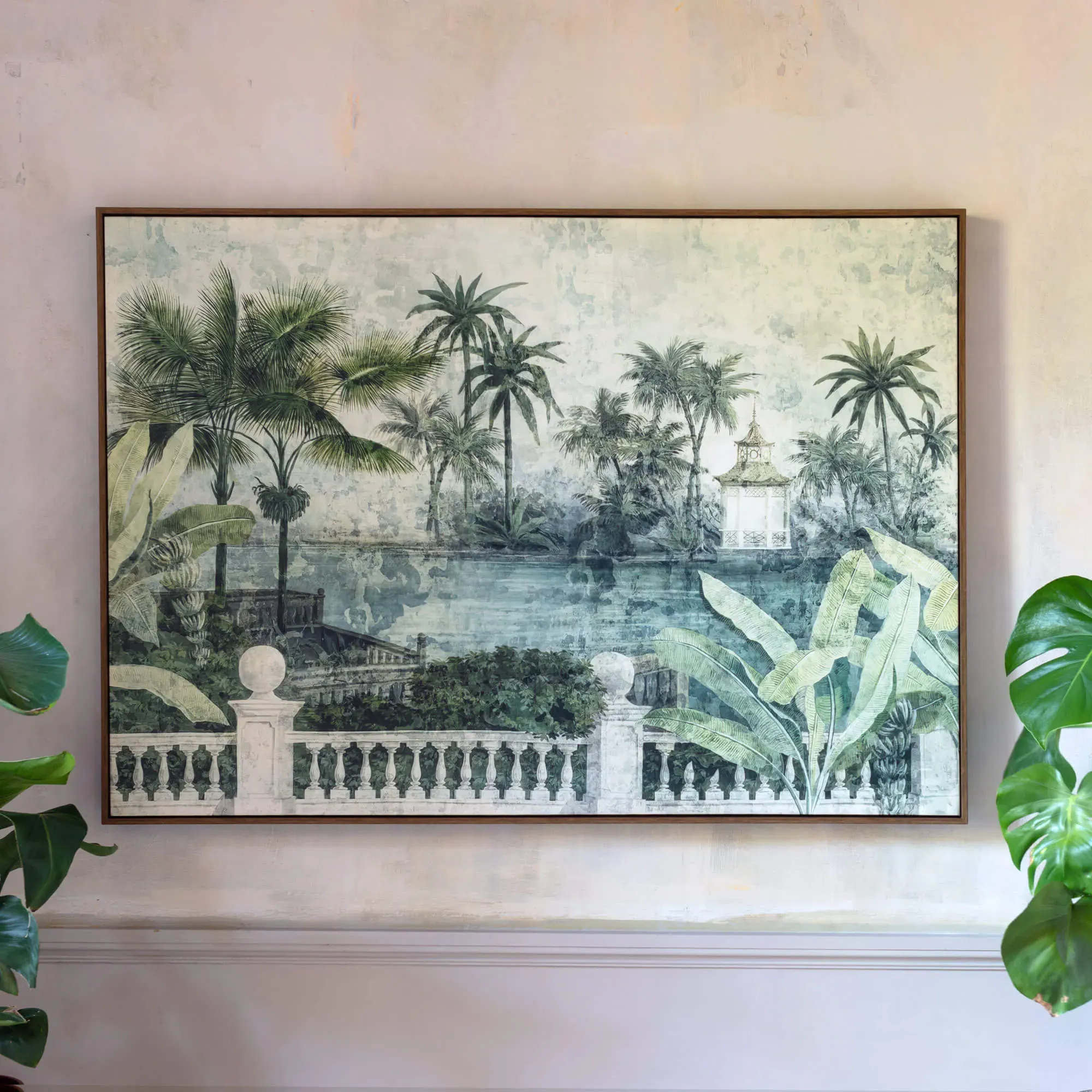 Large Framed Jungle Village Print