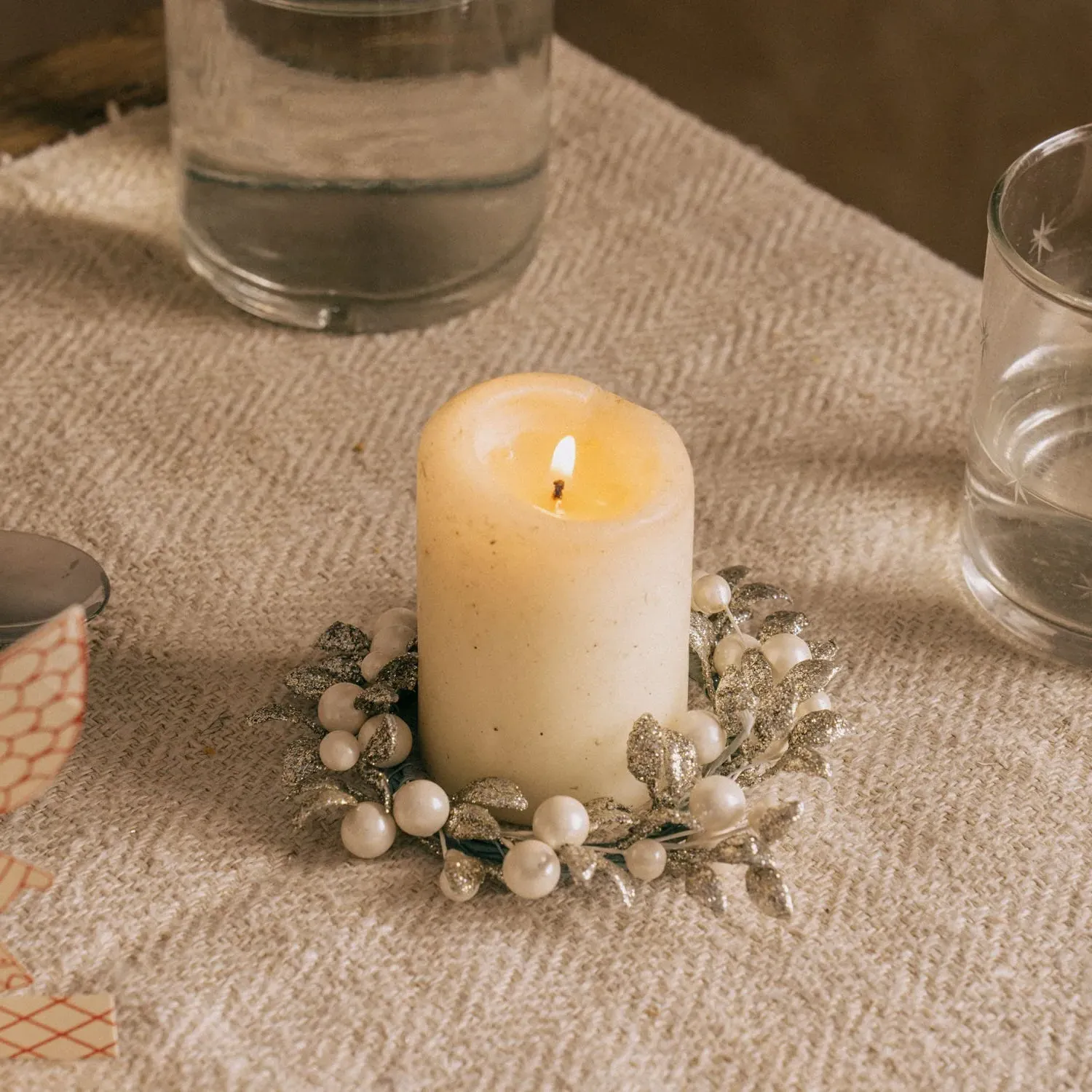 Large Glitter & Pearl Candle Ring