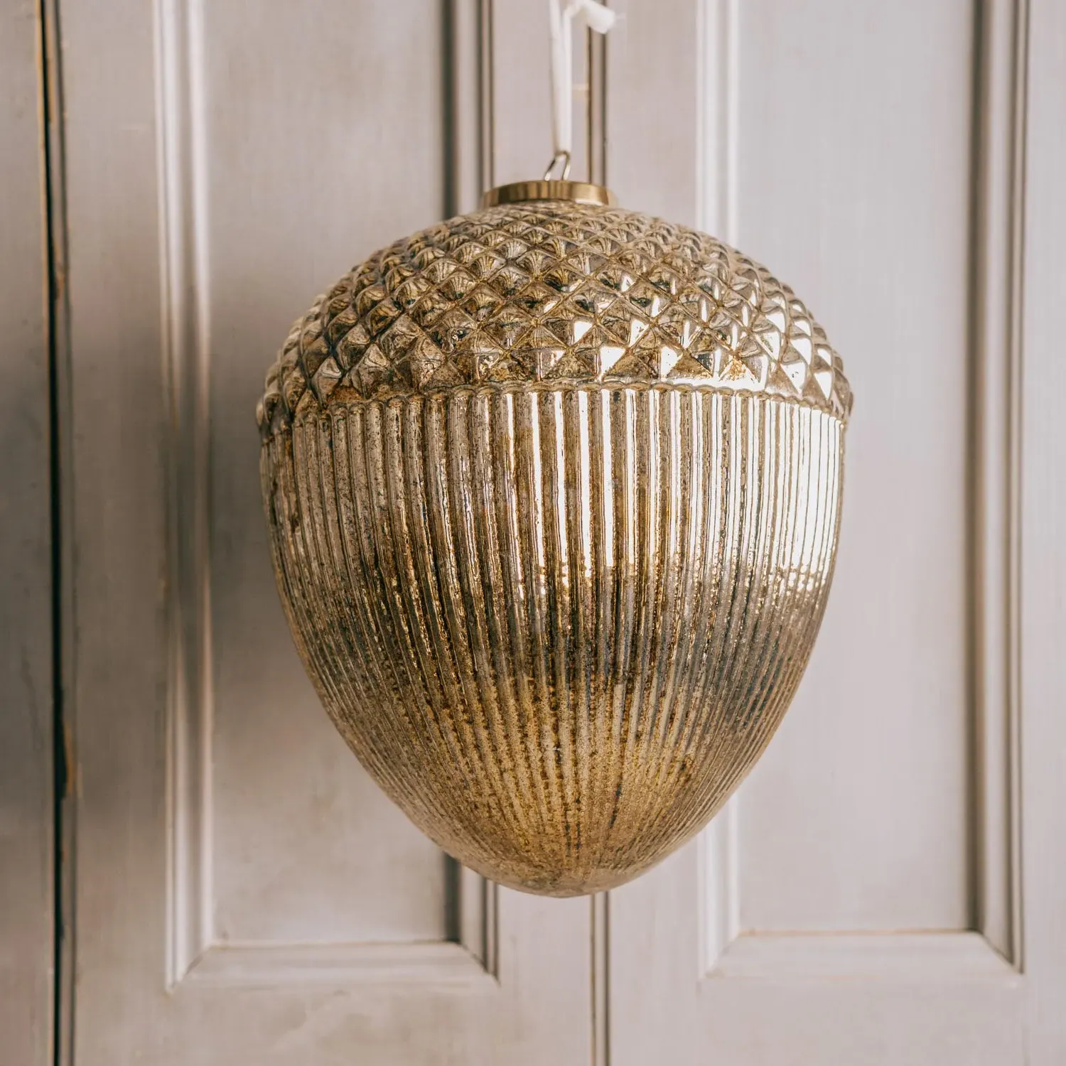 Large Hanging Acorn Decoration - Distressed Gold