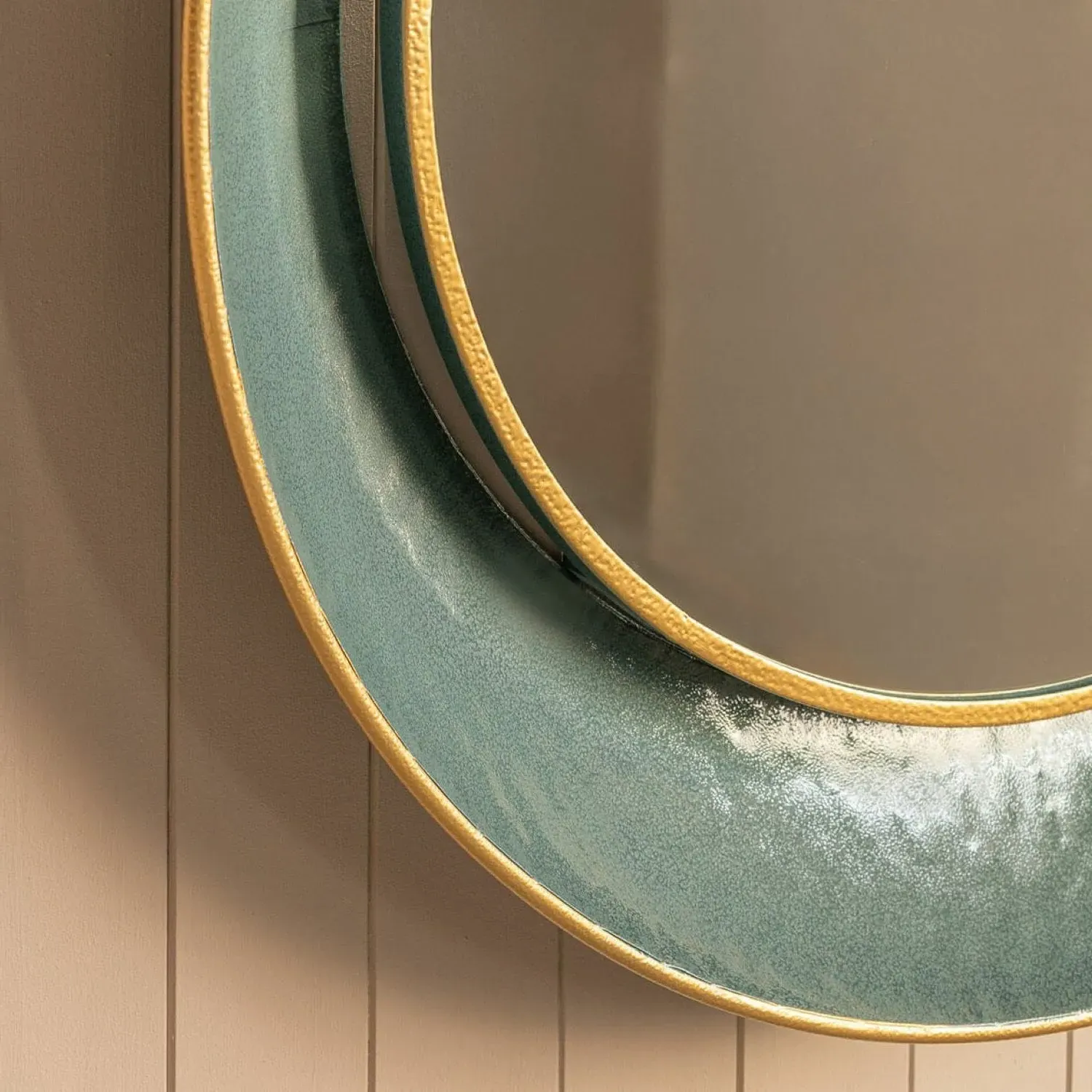 Large Round Mirror - Teal, Iron