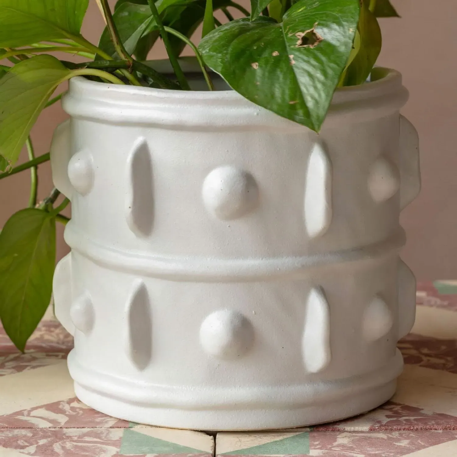 Large Rustic Planter - White, Ceramic