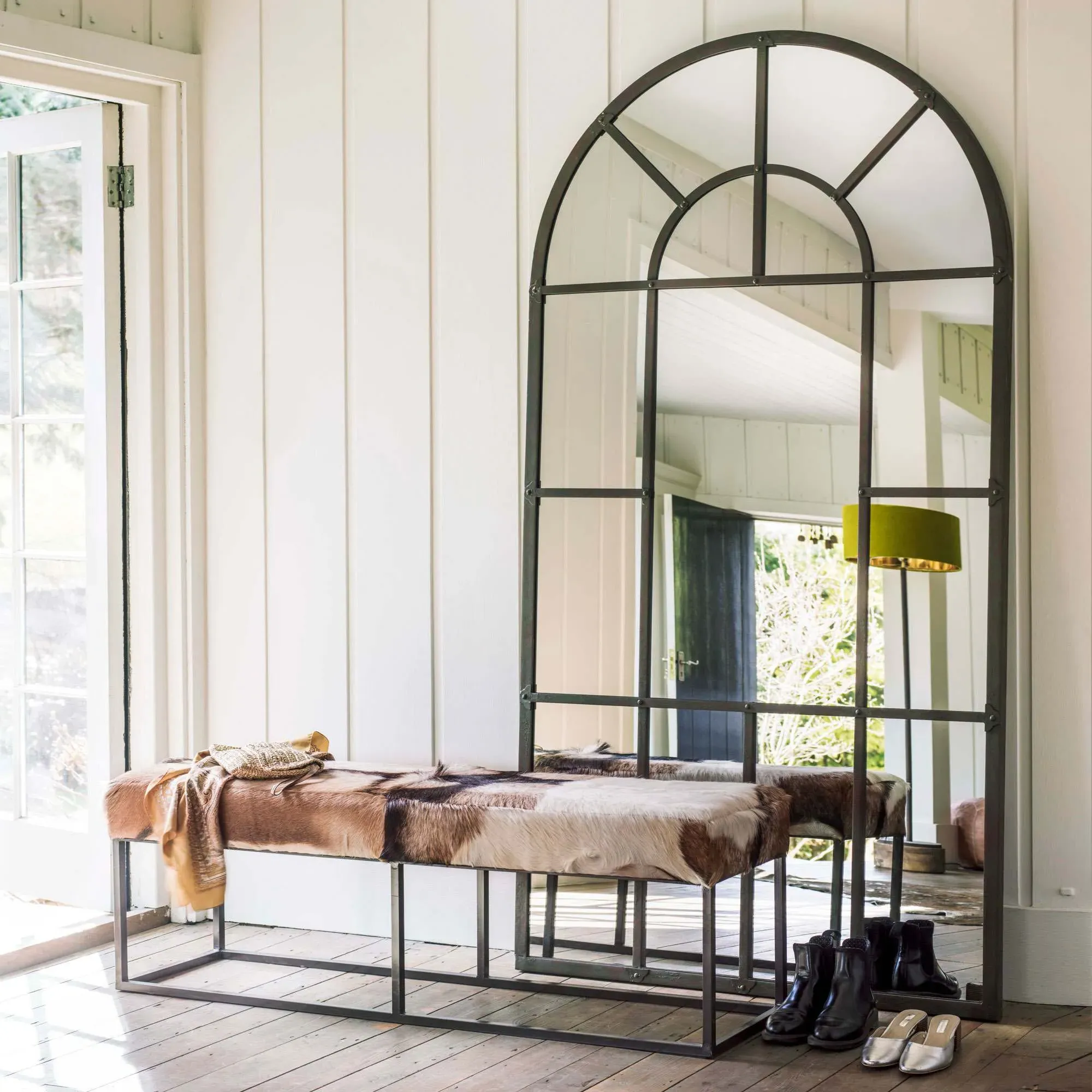 Large Window Pane Mirror - Metal image