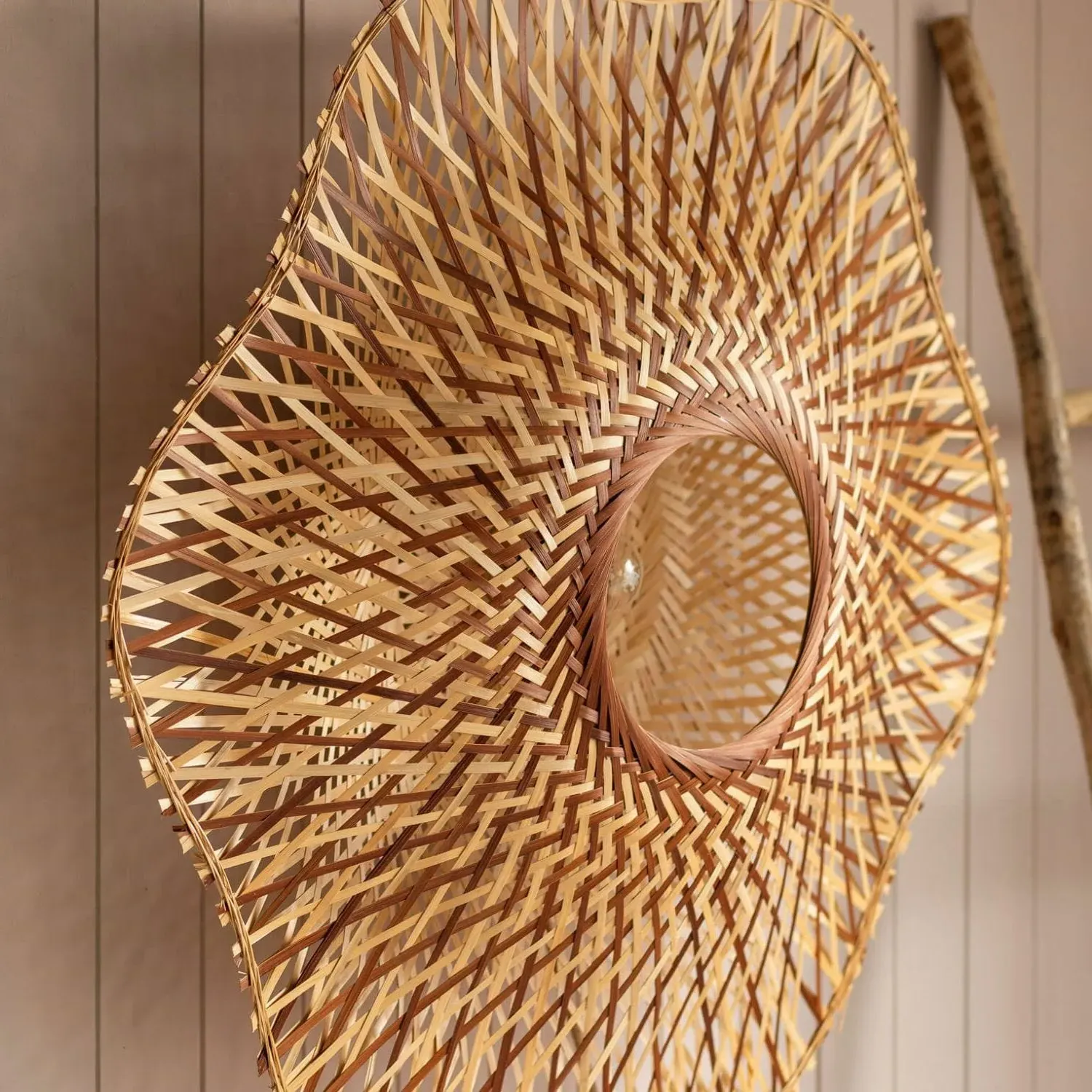 Large Woven Wall Light - Bamboo
