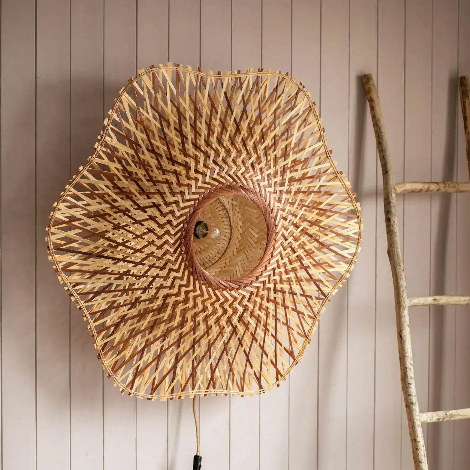 Large Woven Wall Light - Bamboo image