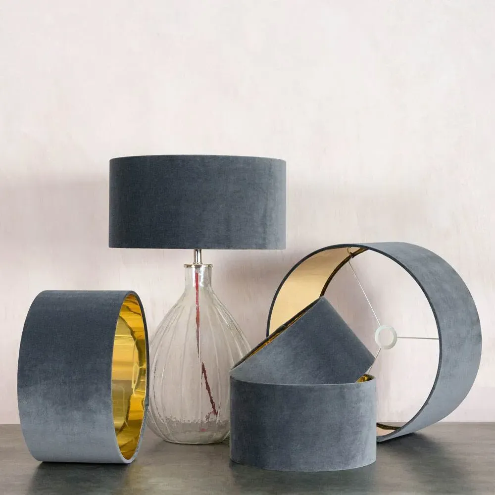 Lava 14" Drum Lamp Shade - Black, Velvet