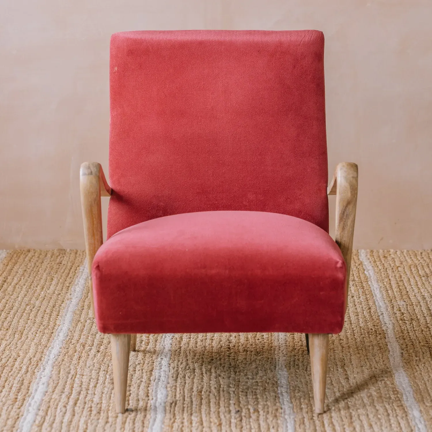 Lawrie Armchair - Raspberry, Velvet