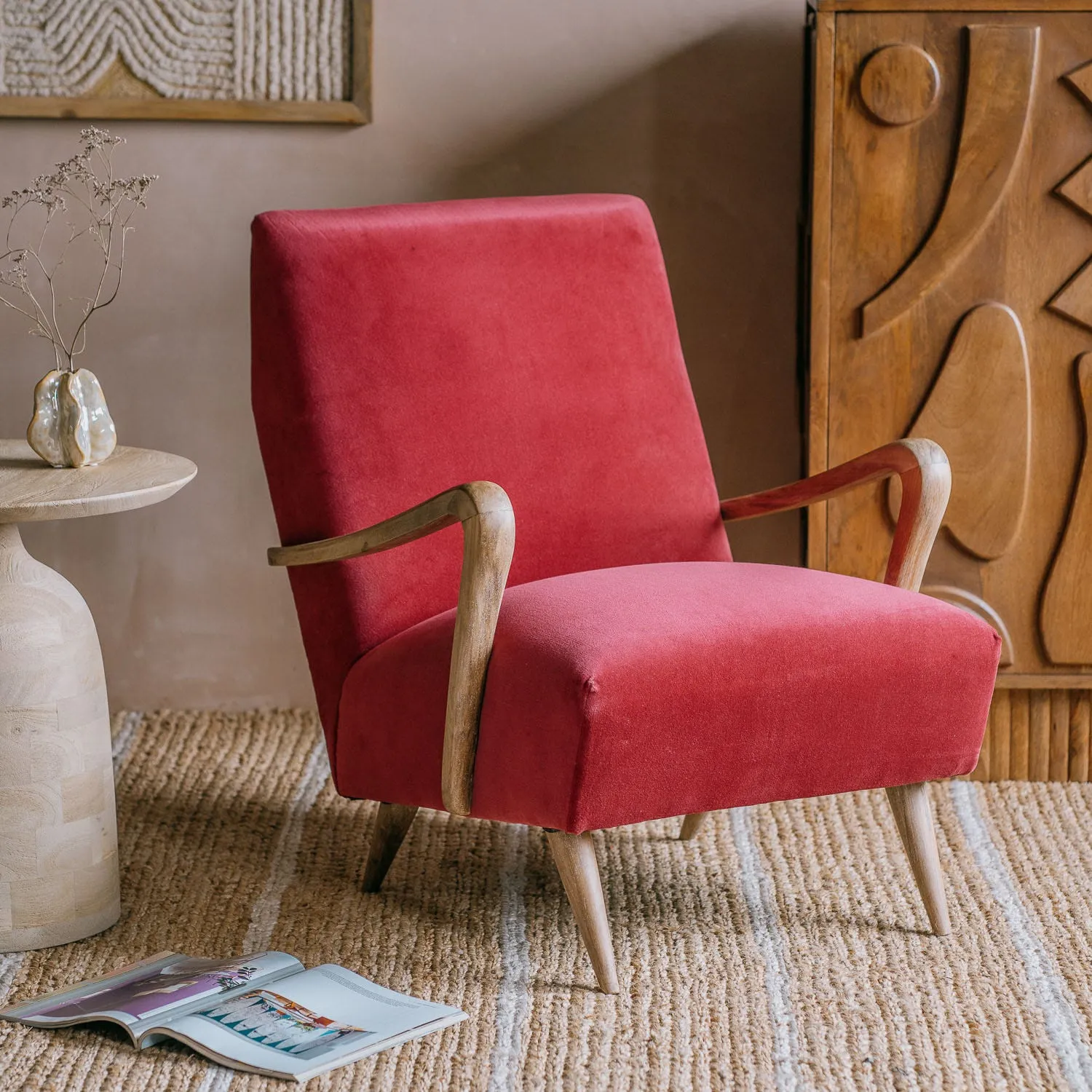 Lawrie Armchair - Raspberry, Velvet image
