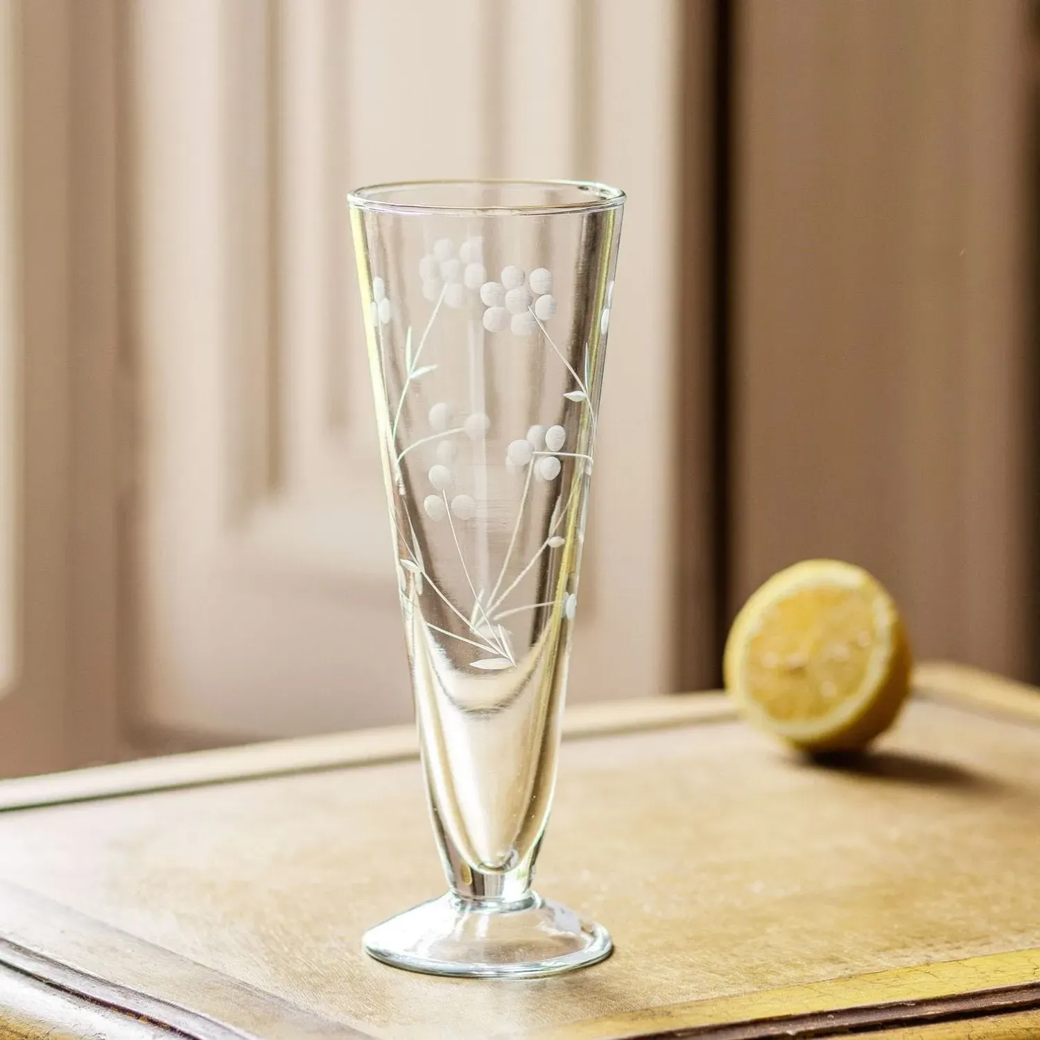 Leaf Champagne Flute - Clear Glass