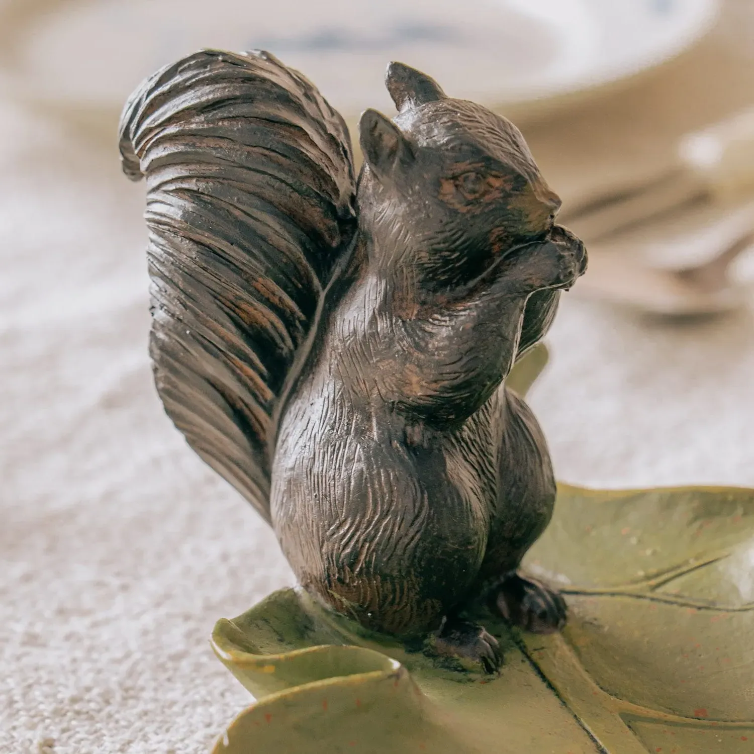 Leaf Trinket Tray with Squirrel