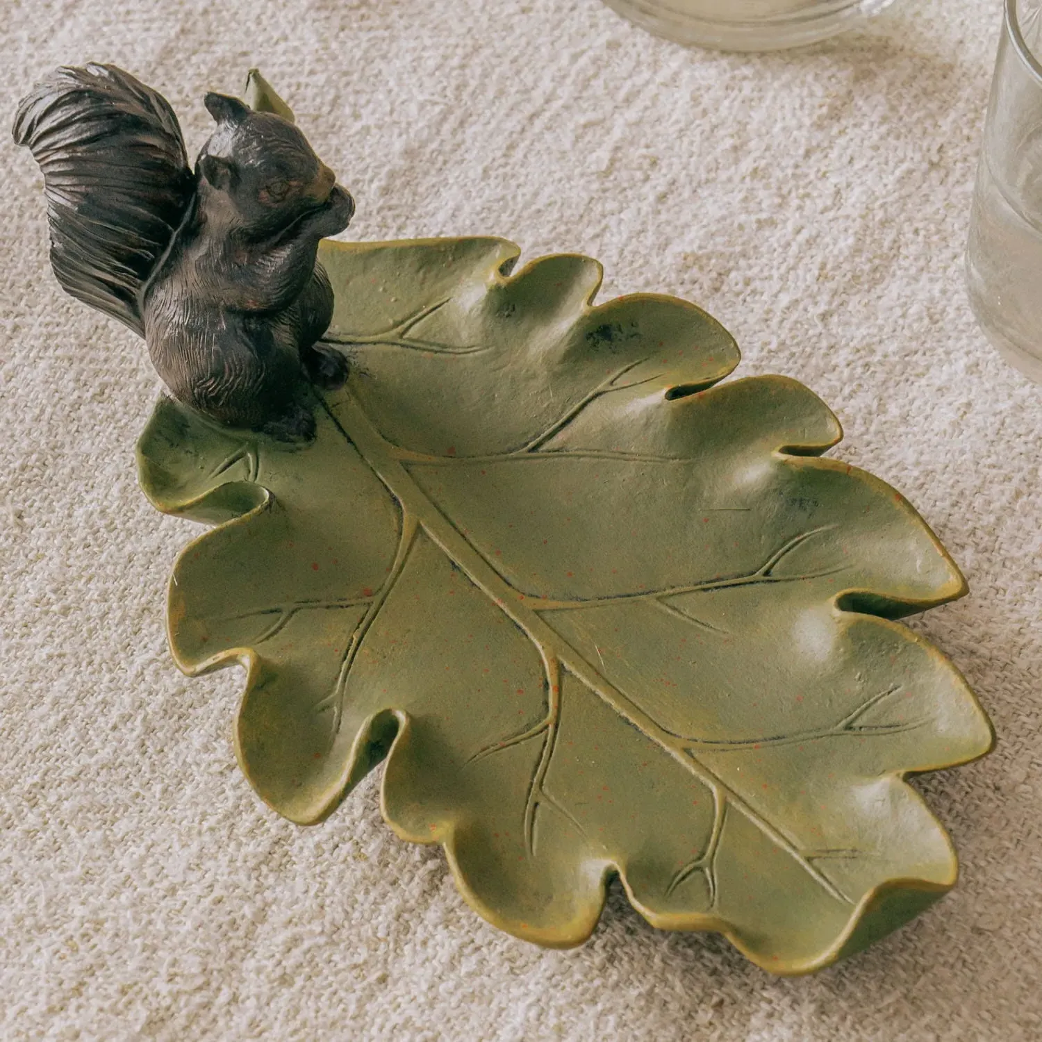 Leaf Trinket Tray with Squirrel image