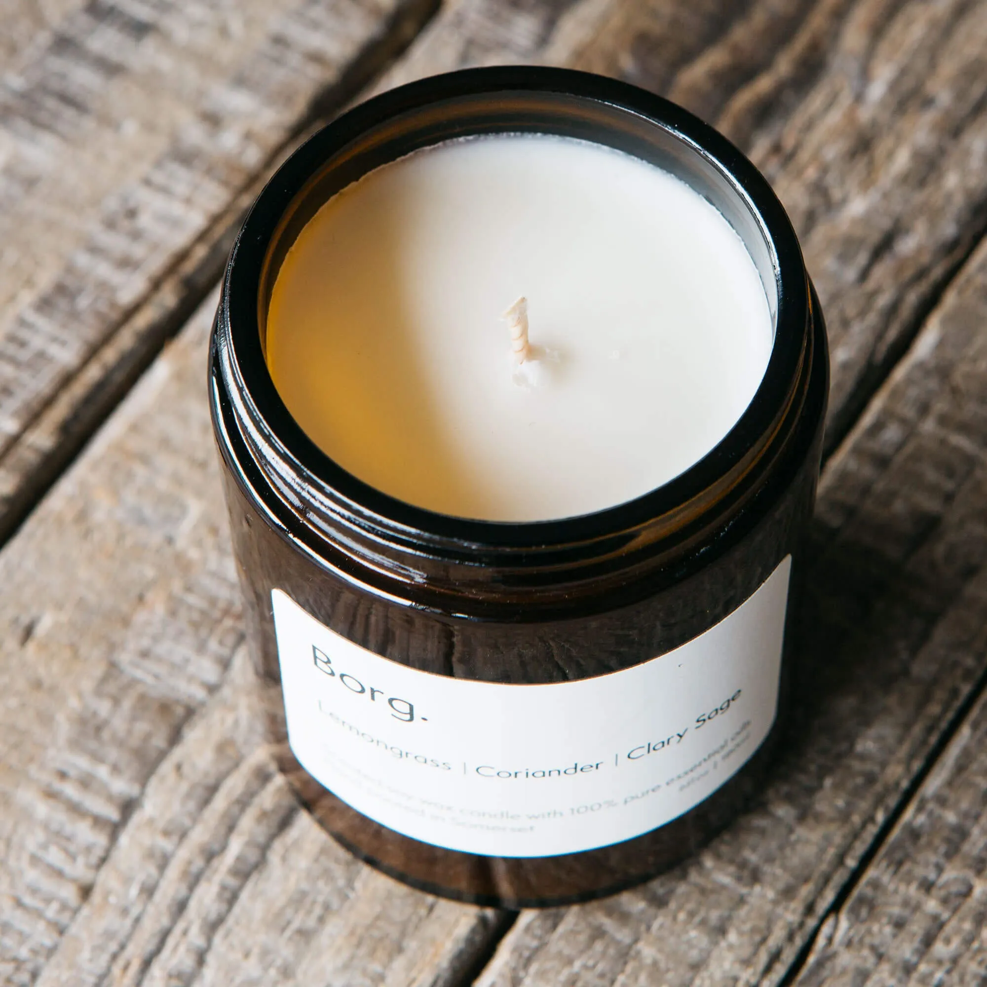 Lemongrass and Coriander Candle - Amber Glass