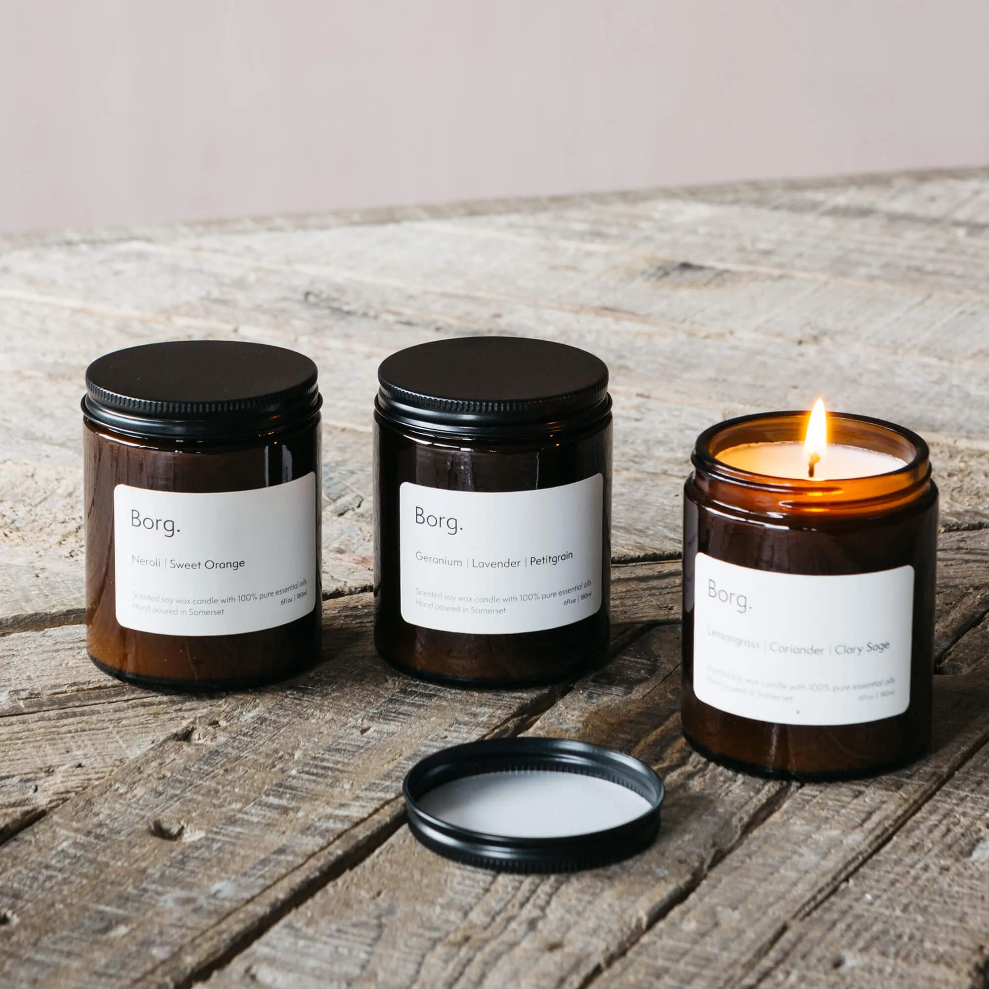 Lemongrass and Coriander Candle - Amber Glass