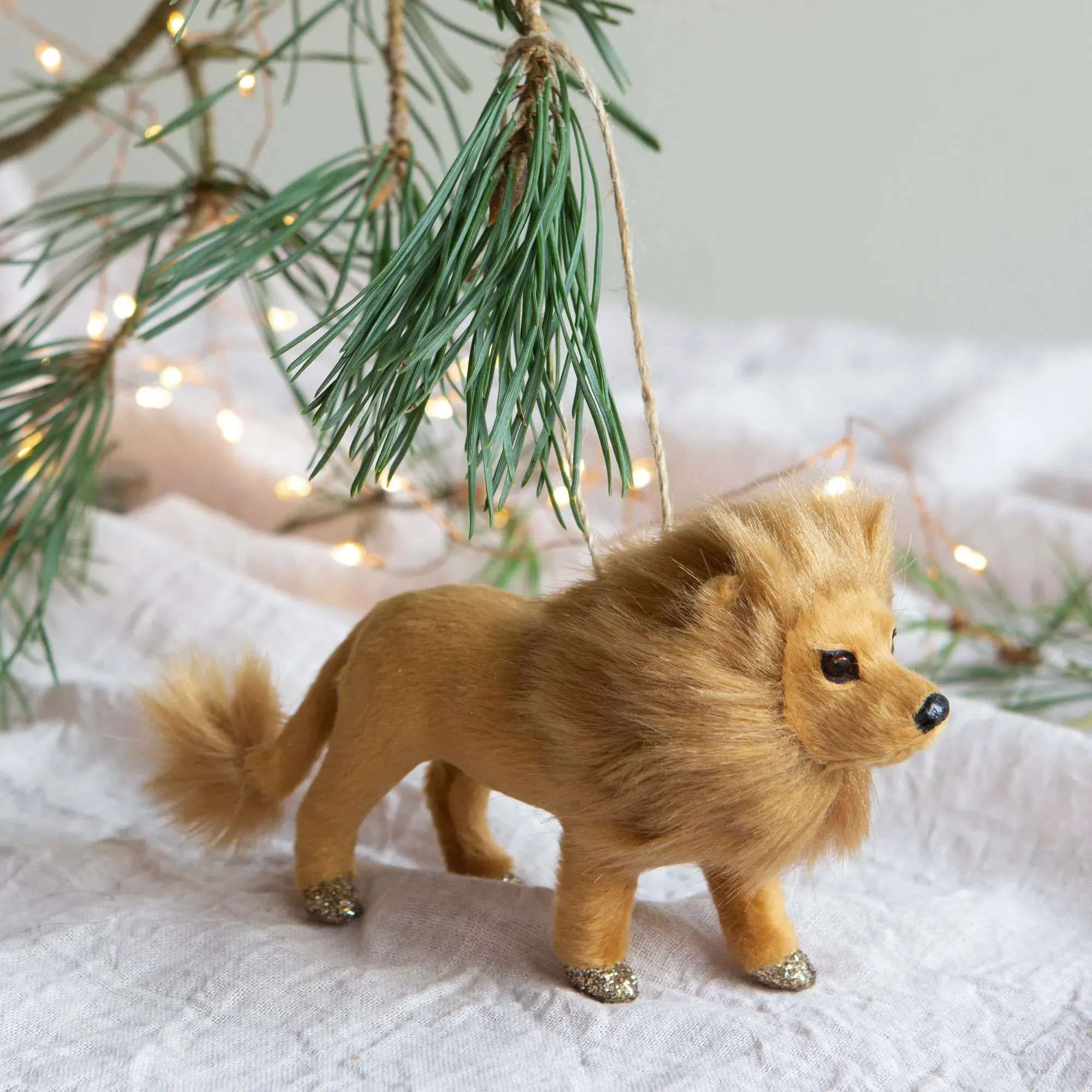 Leo the Lion Faux Fur Christmas Tree Decoration image