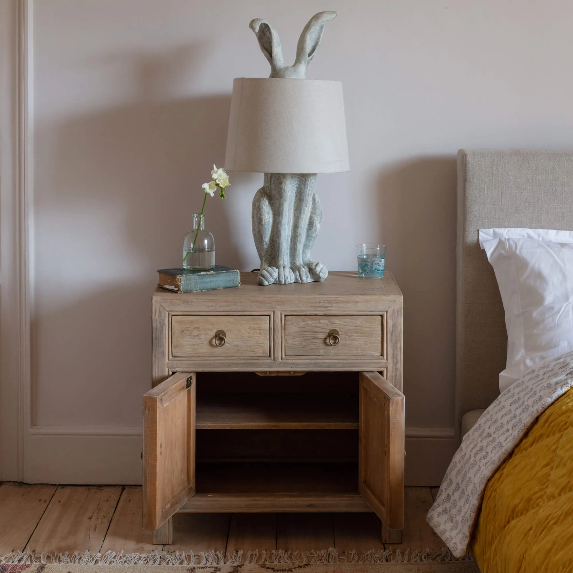 Leshan Bedside Table - Natural, Elm