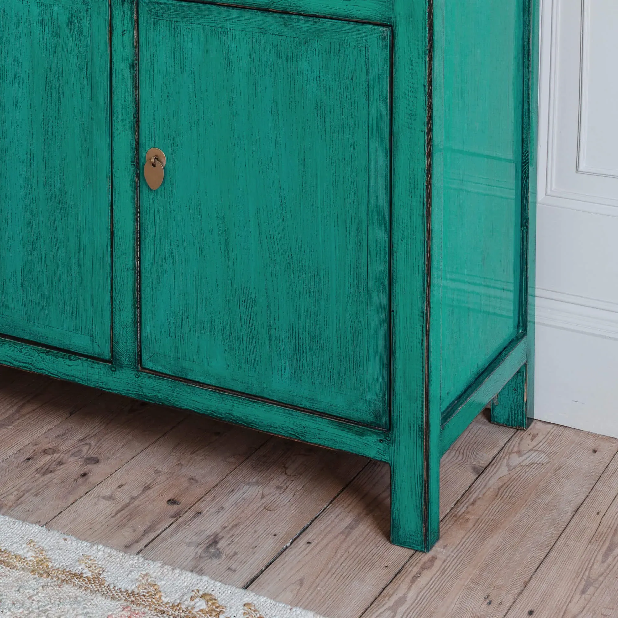 Leshan Four Door Three Drawer Sideboard - Turquoise, Pine