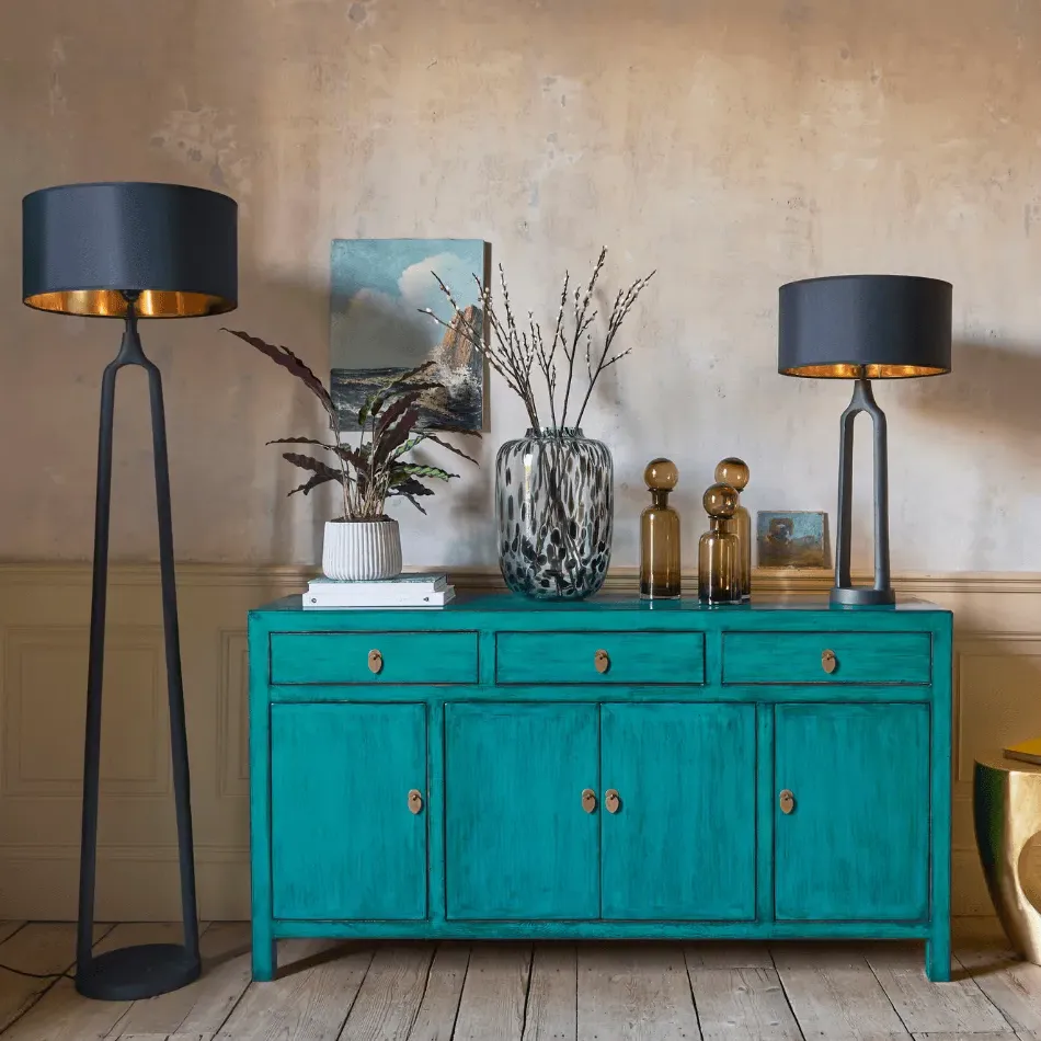 Leshan Four Door Three Drawer Sideboard - Turquoise, Pine