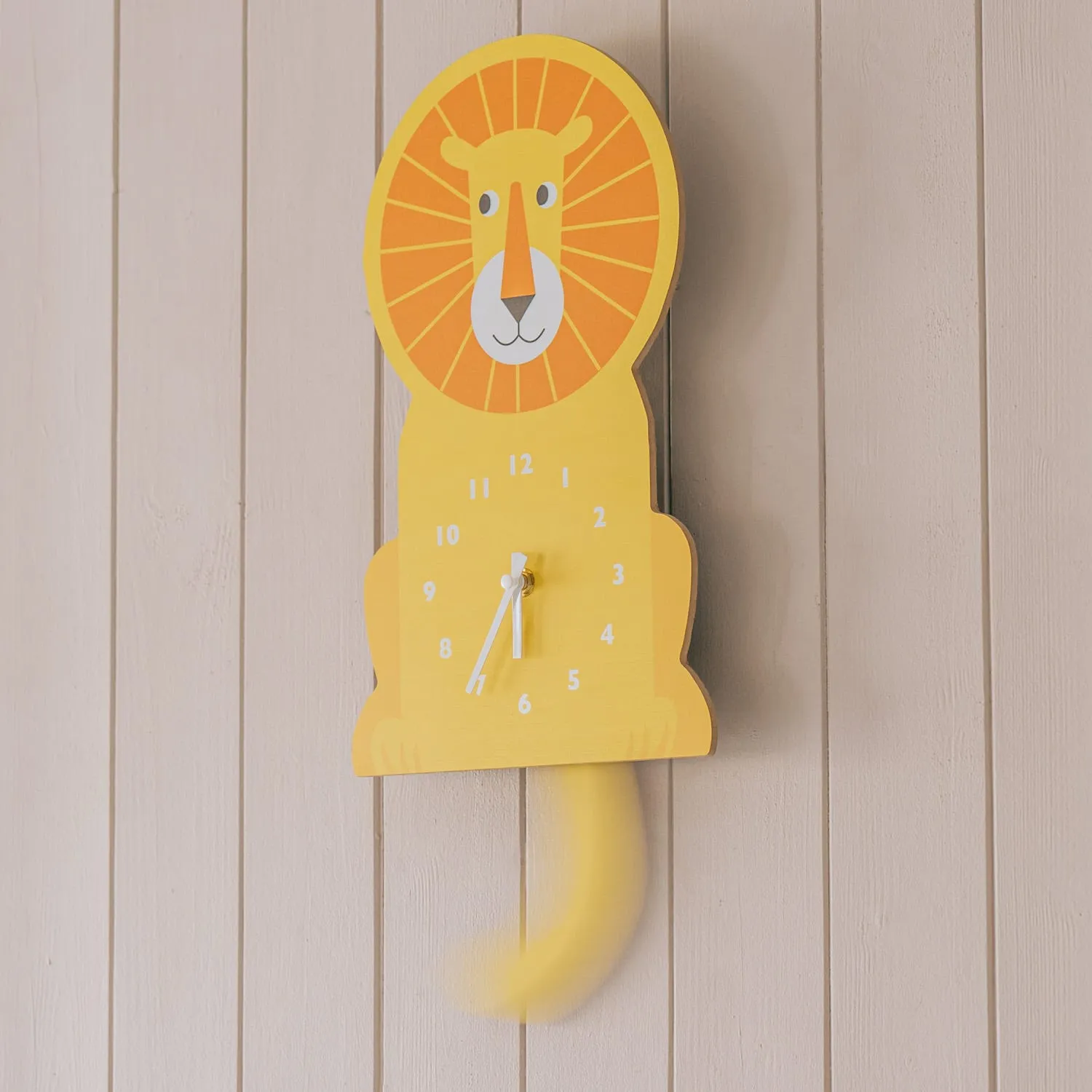 Lion Wooden Wall Clock with Pendulum - Plywood