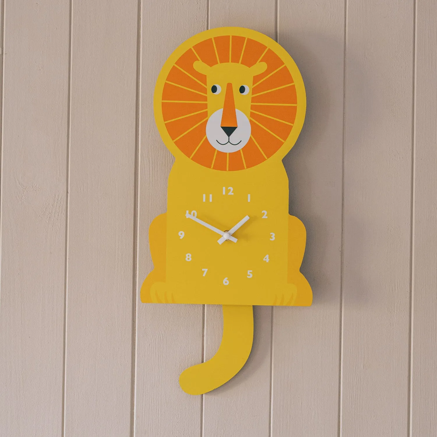 Lion Wooden Wall Clock with Pendulum - Plywood image