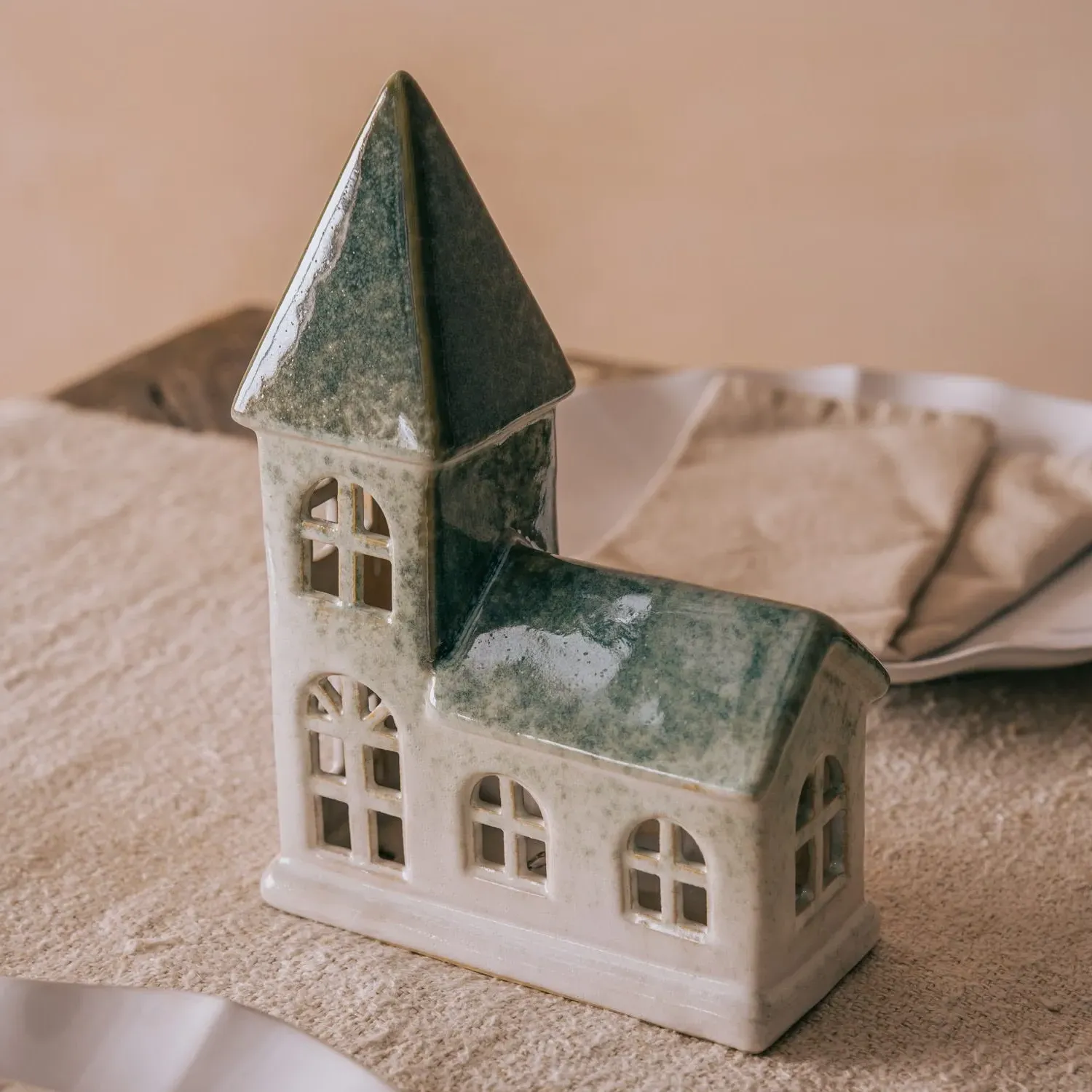 Lit Chapel Decoration - Green, Ceramic