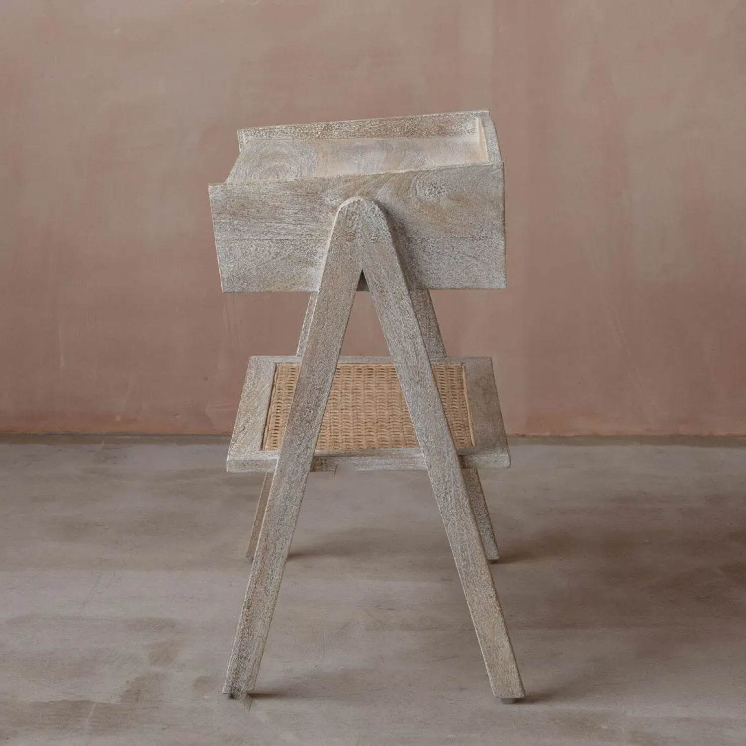 Loki Bedside Table - White-Washed, Mango Wood