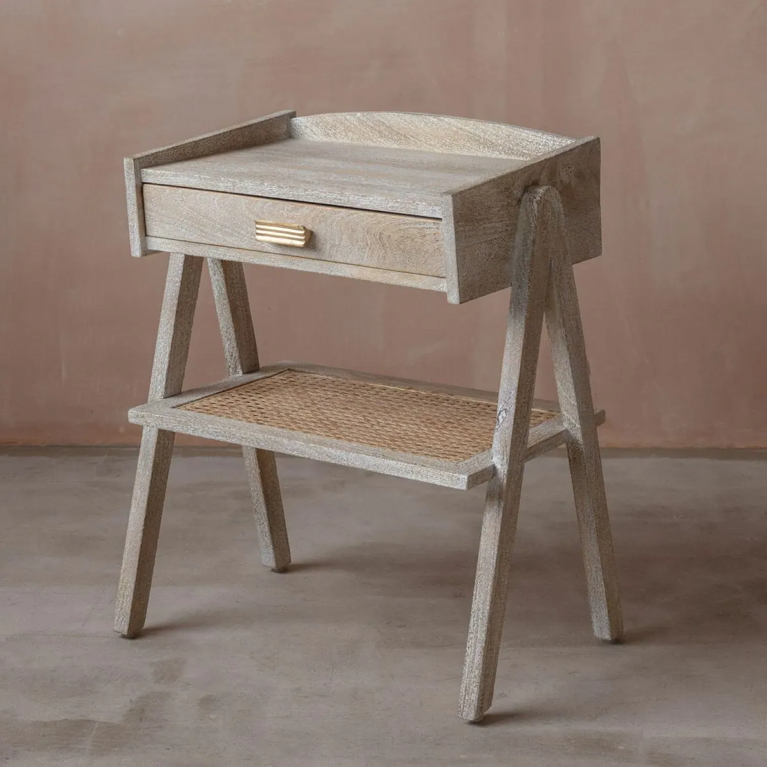 Loki Bedside Table - White-Washed, Mango Wood