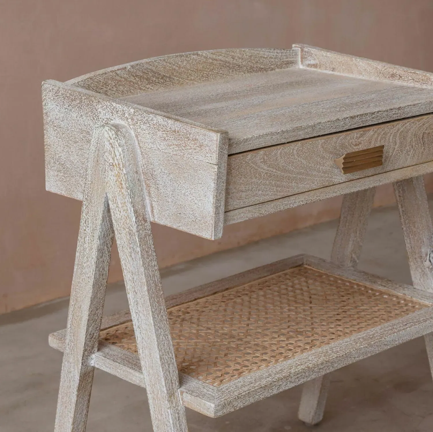 Loki Bedside Table - White-Washed, Mango Wood