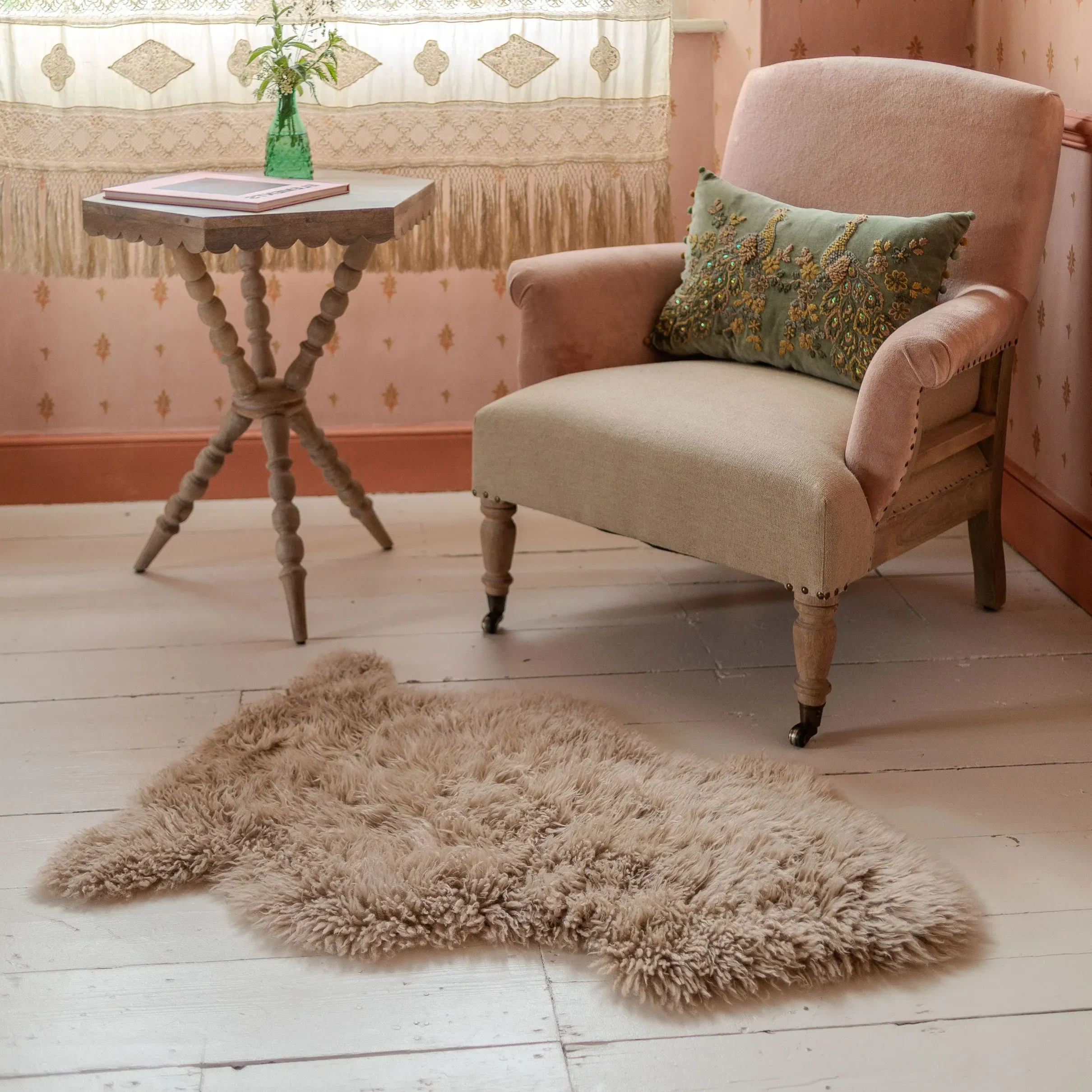 Long Curly Single Sheepskin - Off White