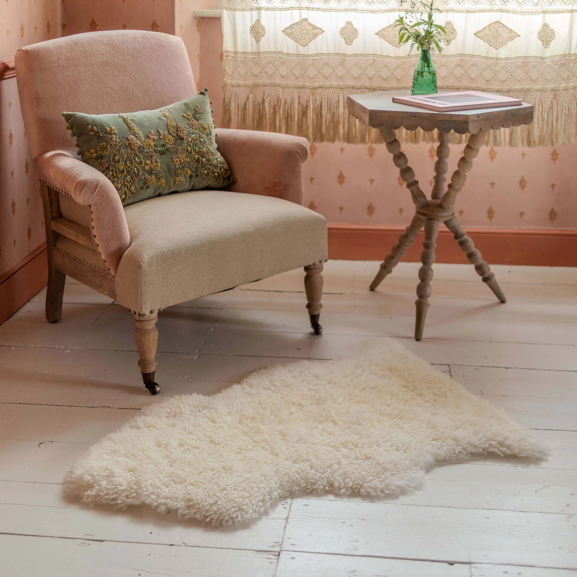 Long Curly Single Sheepskin - Off White