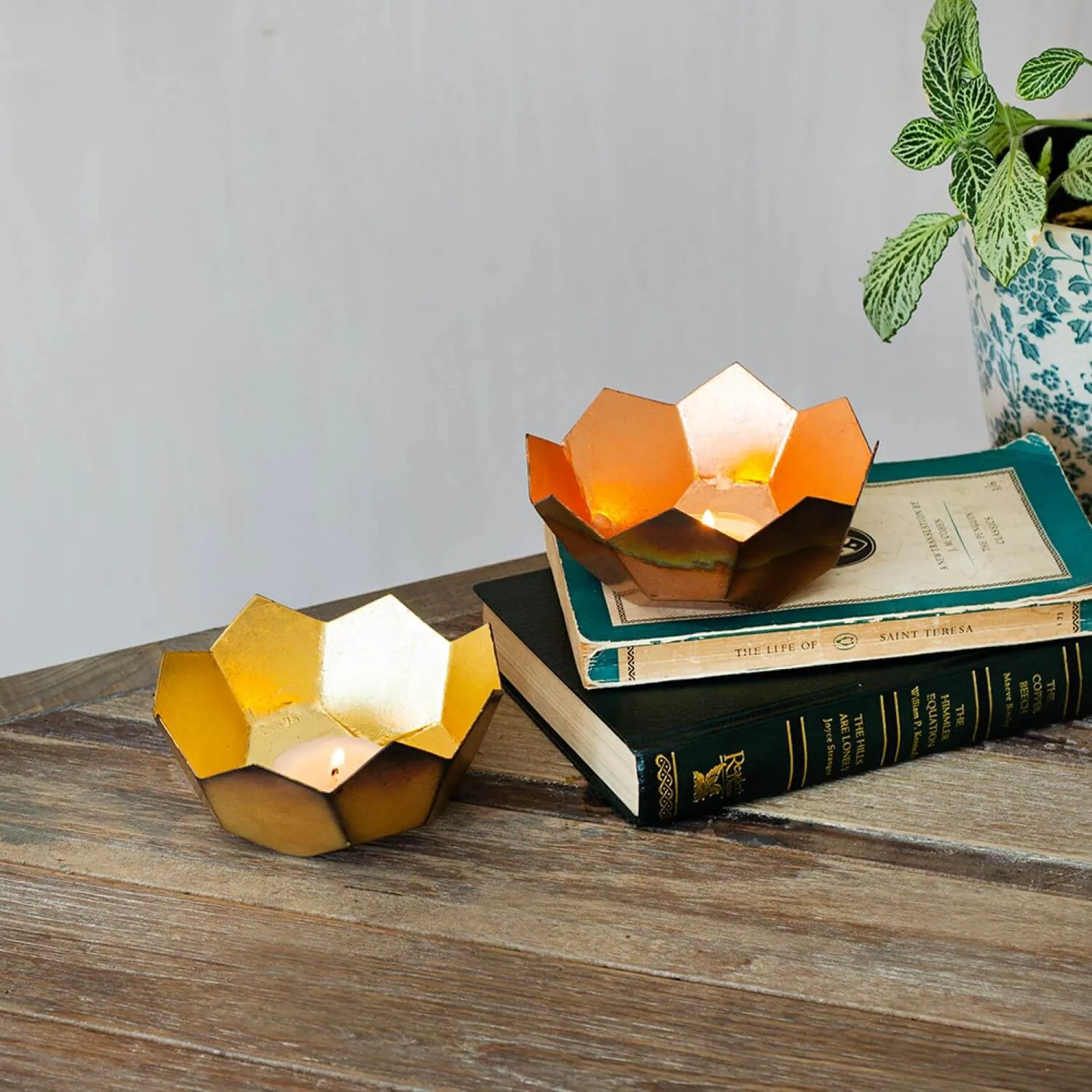 Lotus Tea Light Holder - Brass, Gold