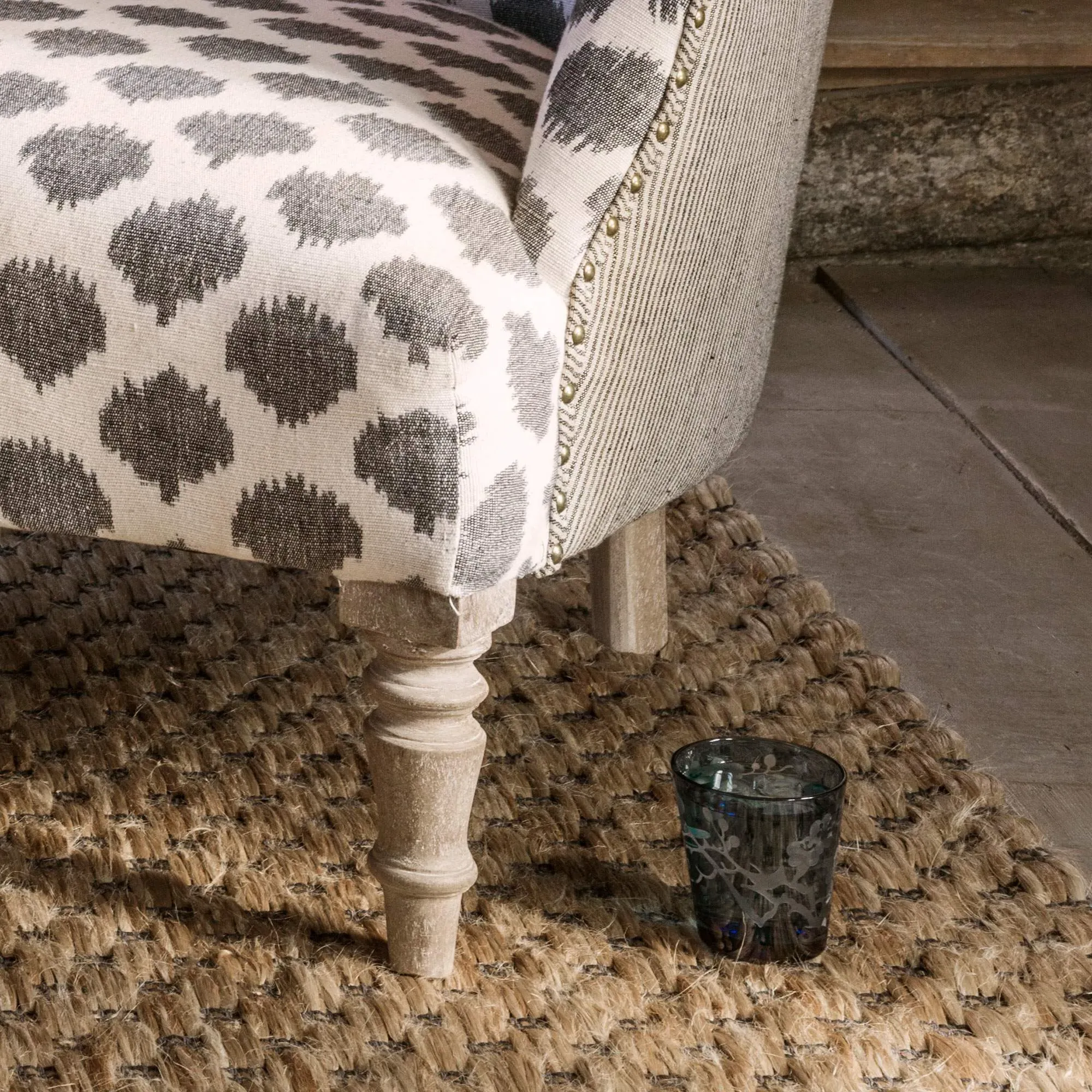 Louise Ikat Armchair - Natural Linen