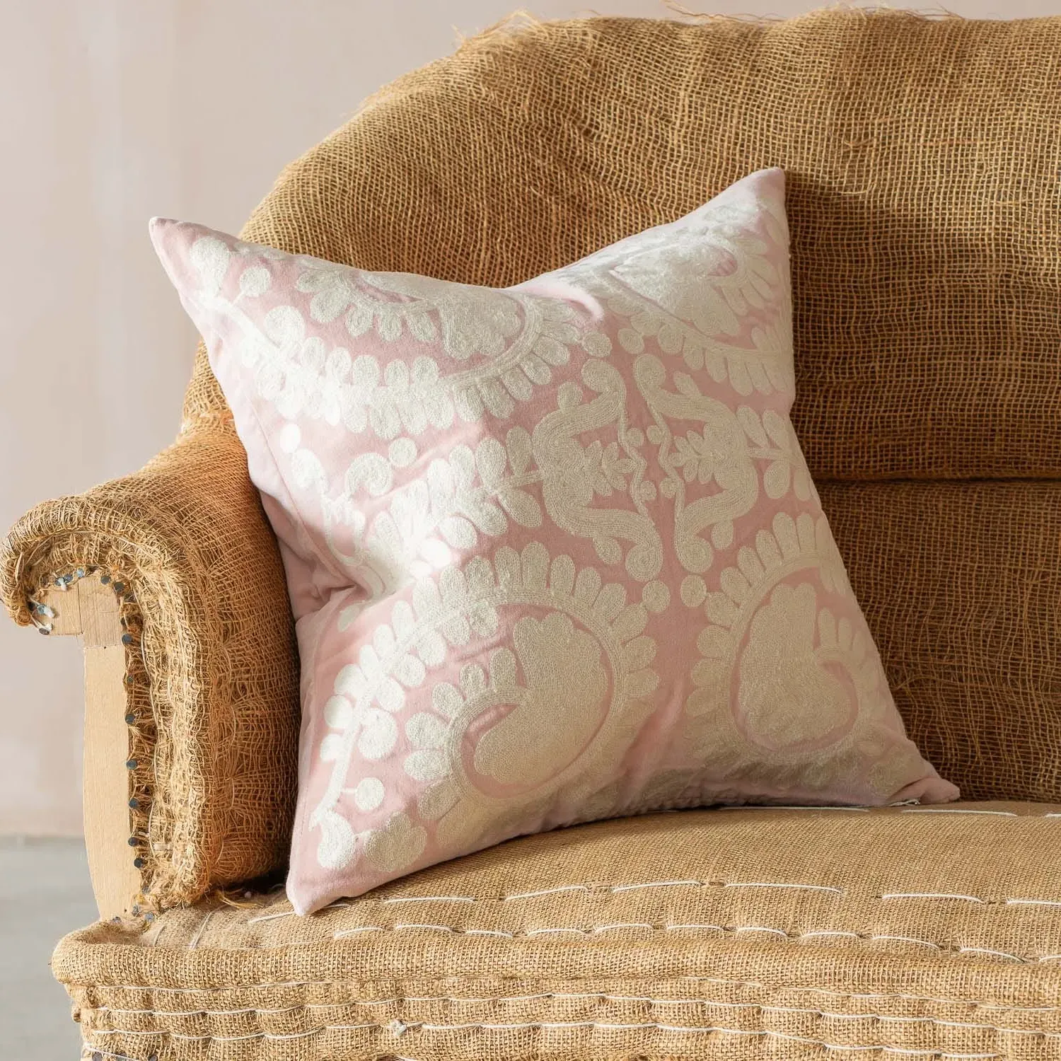 Lucia Large Square Cushion - Burnt Sienna, Velvet