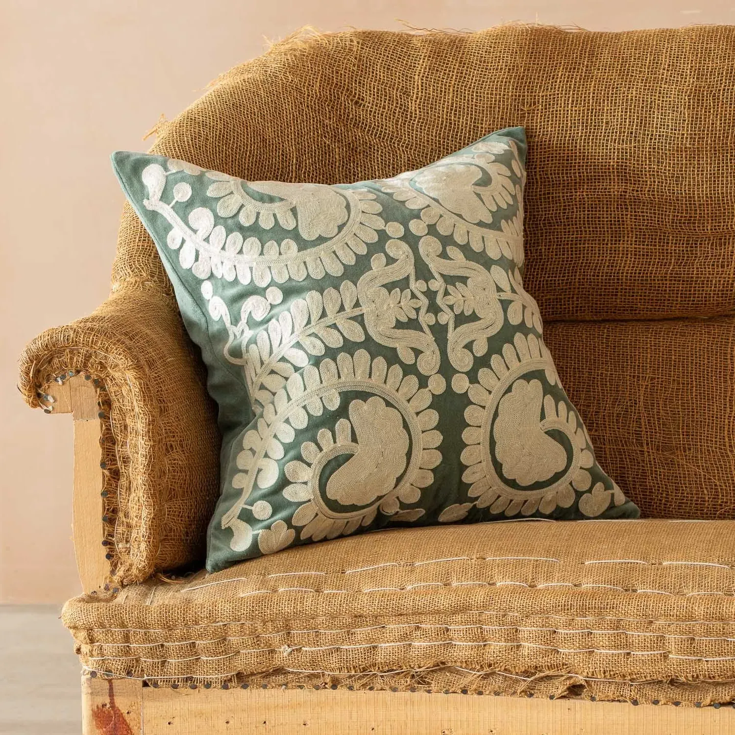 Lucia Large Square Cushion - Mustard, Velvet