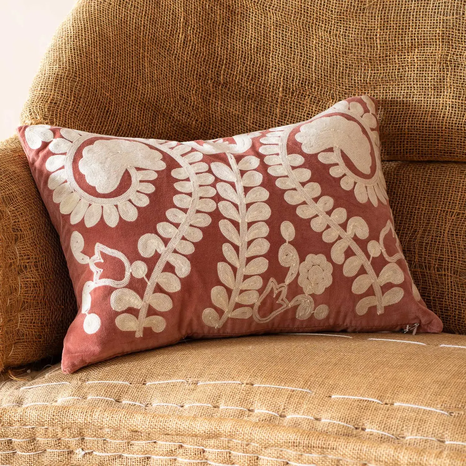 Lucia Rectangular Cushion - Pale Sage, Velvet