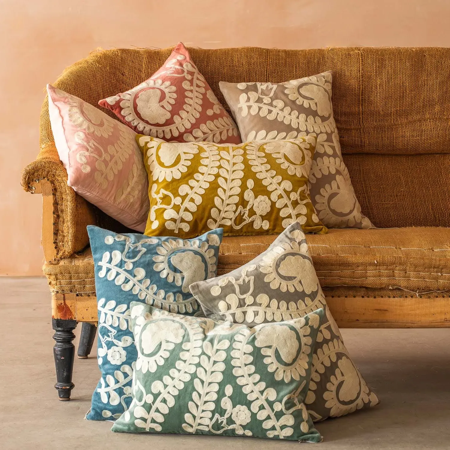 Lucia Rectangular Cushion - Sand, Velvet