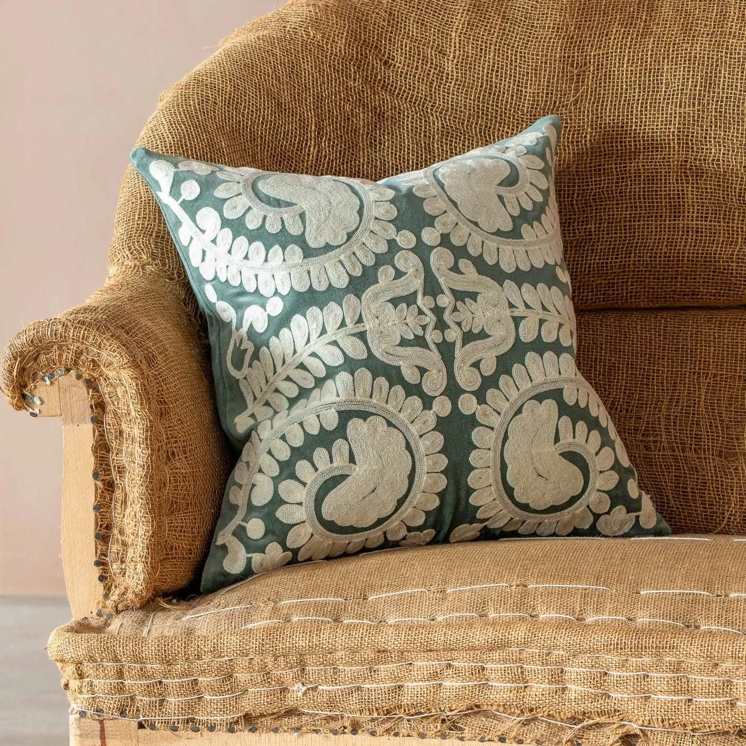 Lucia Small Square Cushion - Mustard, Velvet