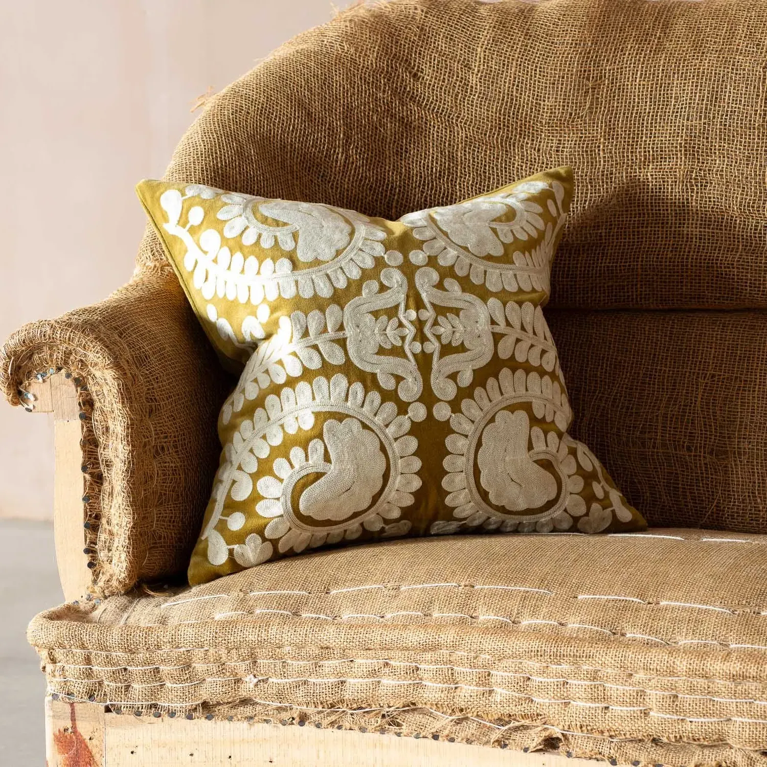 Lucia Small Square Cushion - Rose, Velvet