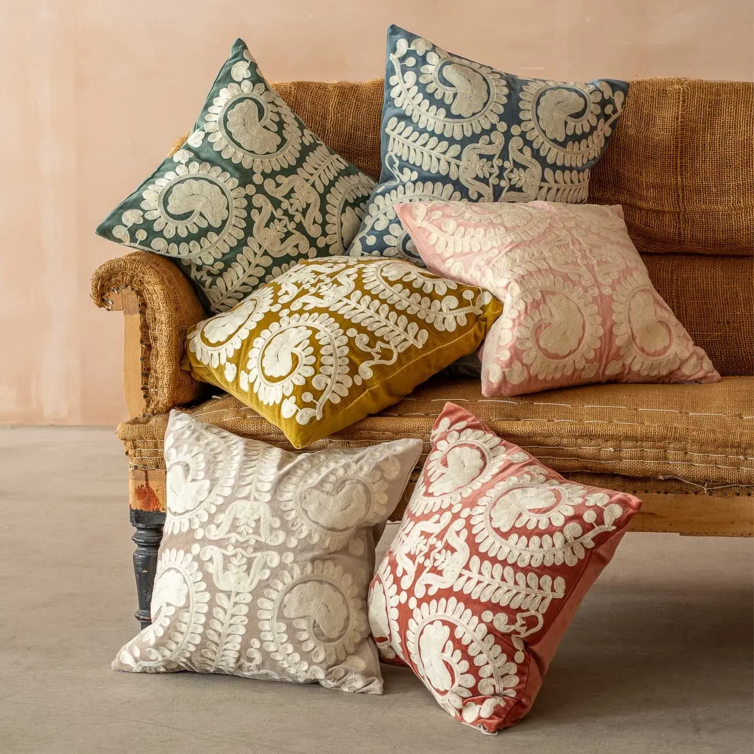 Lucia Small Square Cushion - Sand, Velvet