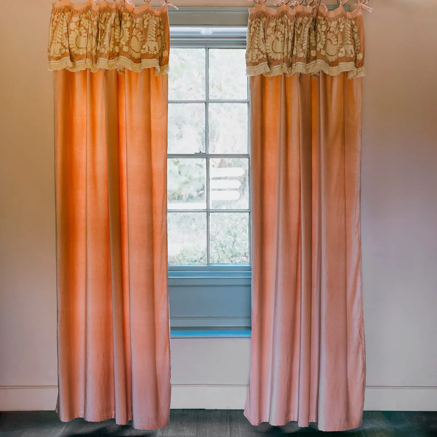 Lucia Velvet Curtain - Smoke Blue, Cotton