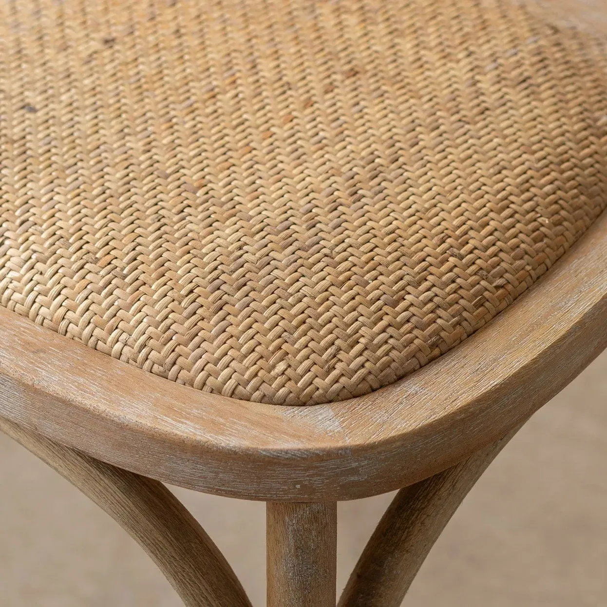 Lucien Cross Back Dining Chair - Rubberwood, Rattan