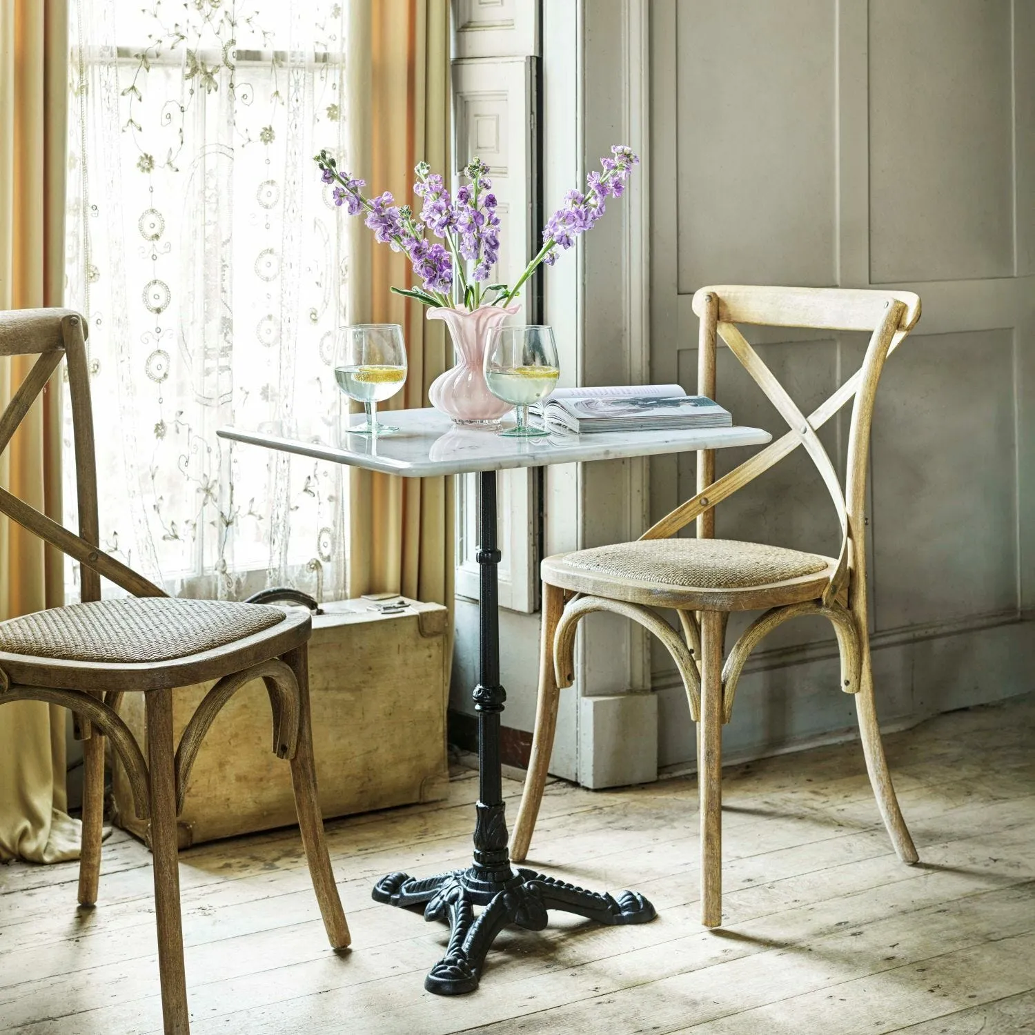 Lucien Cross Back Dining Chair - Rubberwood, Rattan image