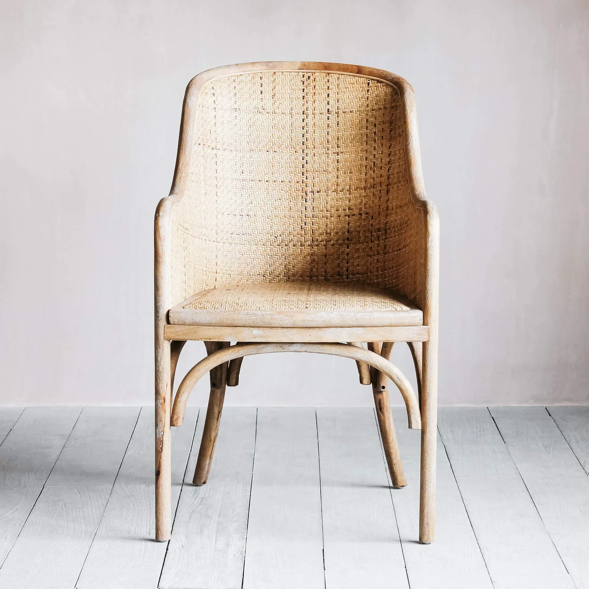 Lucien Wicker Armchair - Rubber Wood, Rattan