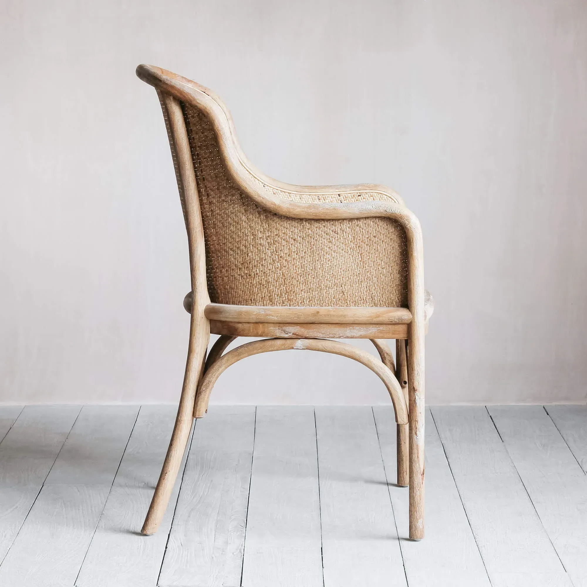 Lucien Wicker Armchair - Rubber Wood, Rattan