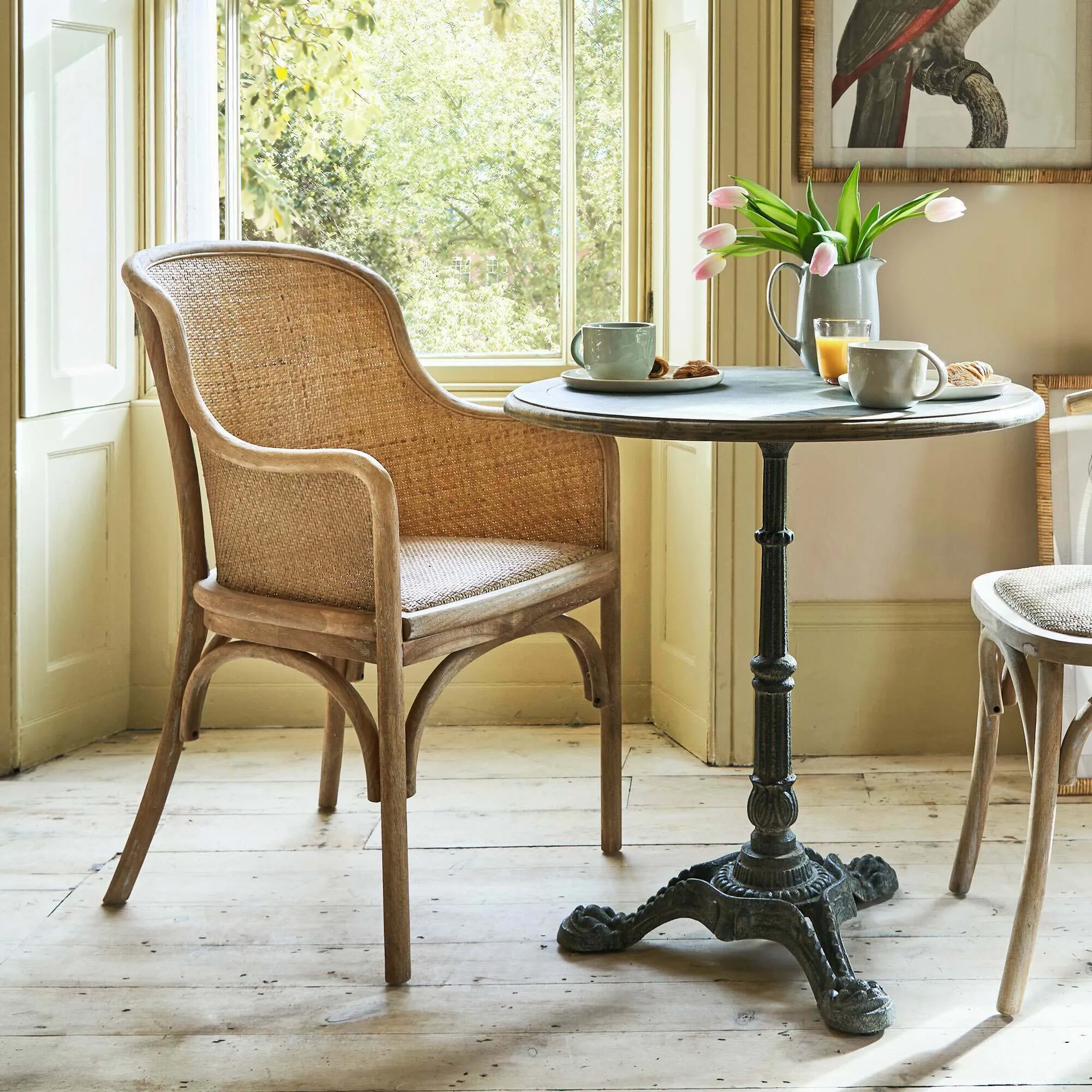 Lucien Wicker Armchair - Rubber Wood, Rattan