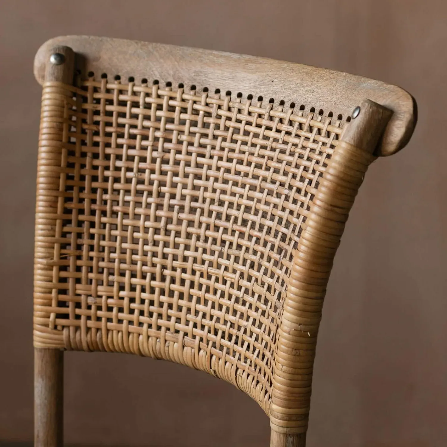 Lucien Wicker Dining Chair - Rubber Wood, Rattan