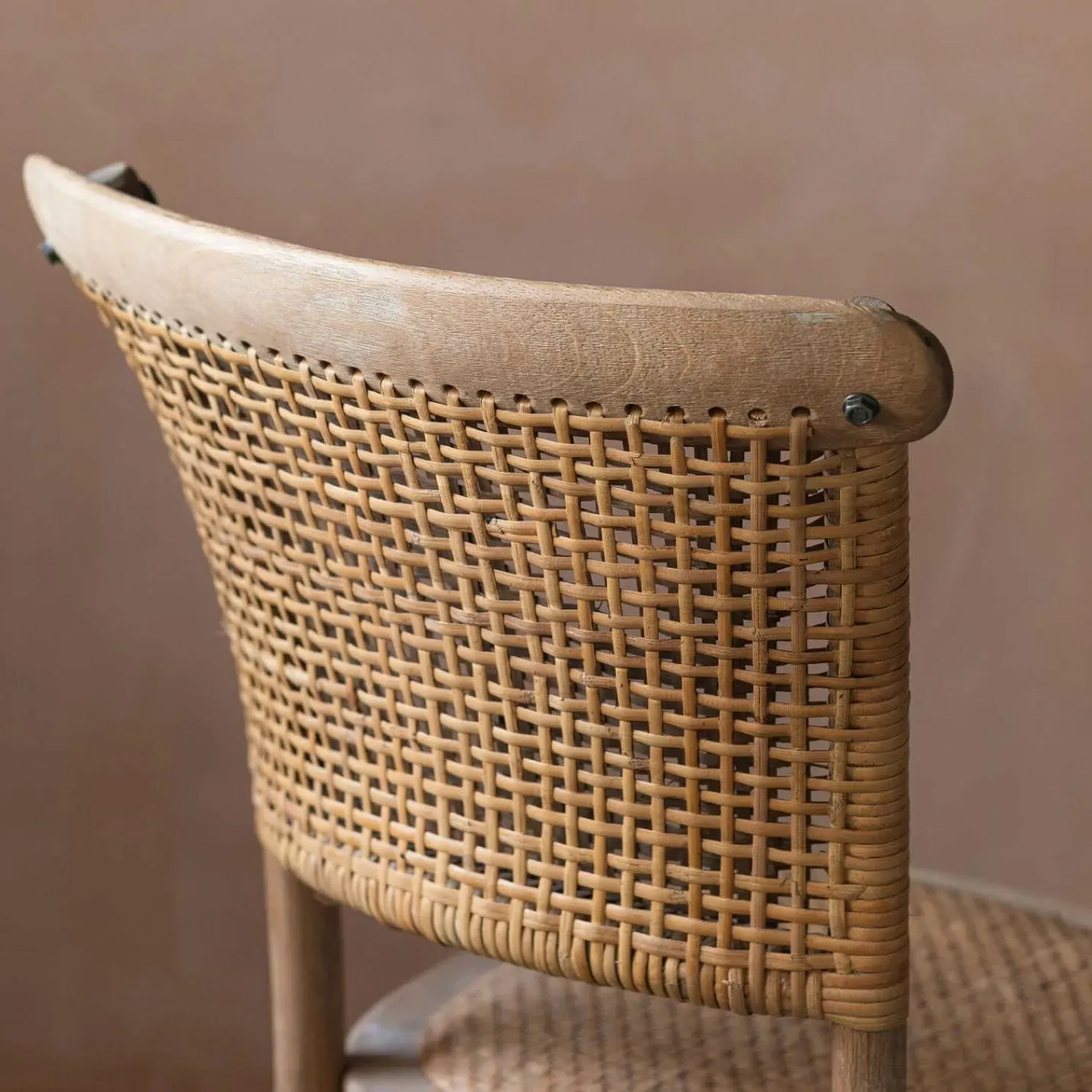Lucien Wicker Dining Chair - Rubber Wood, Rattan