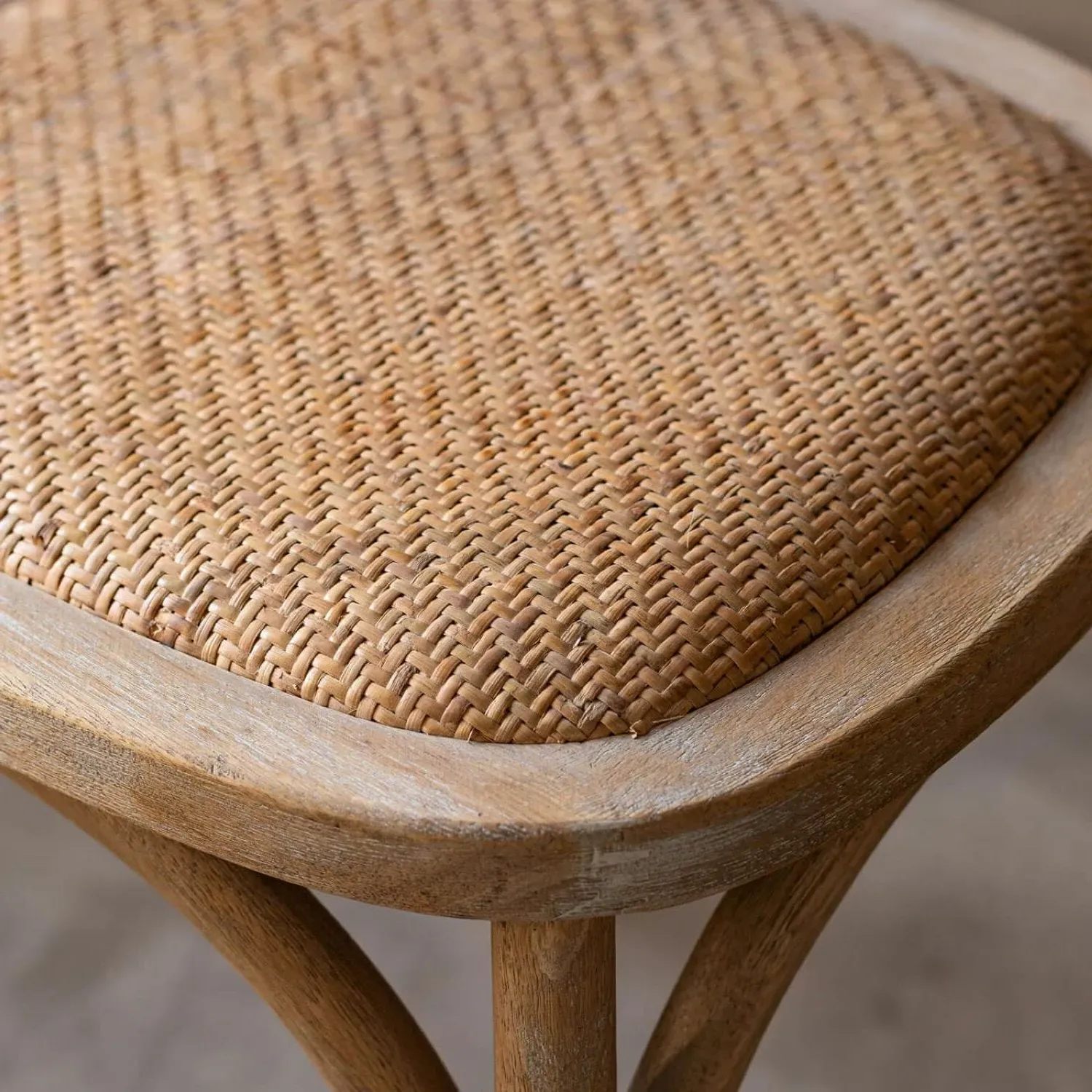 Lucien Wicker Dining Chair - Rubber Wood, Rattan