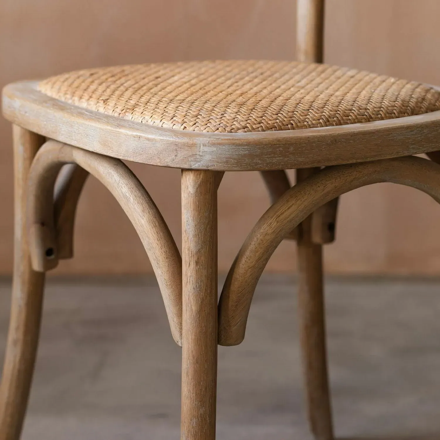 Lucien Wicker Dining Chair - Rubber Wood, Rattan