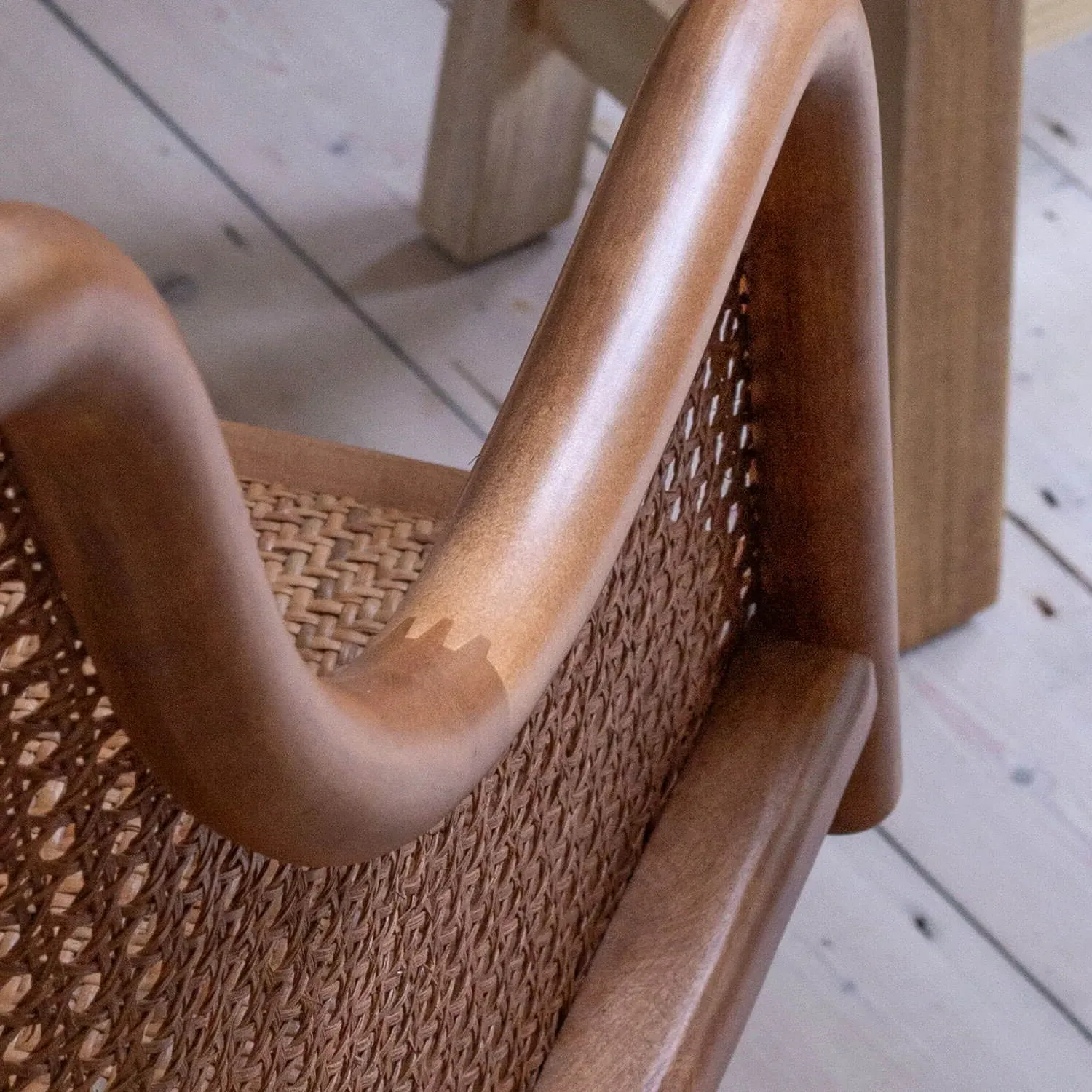 Lucien Wicker Office Chair - Birch Wood, Rattan